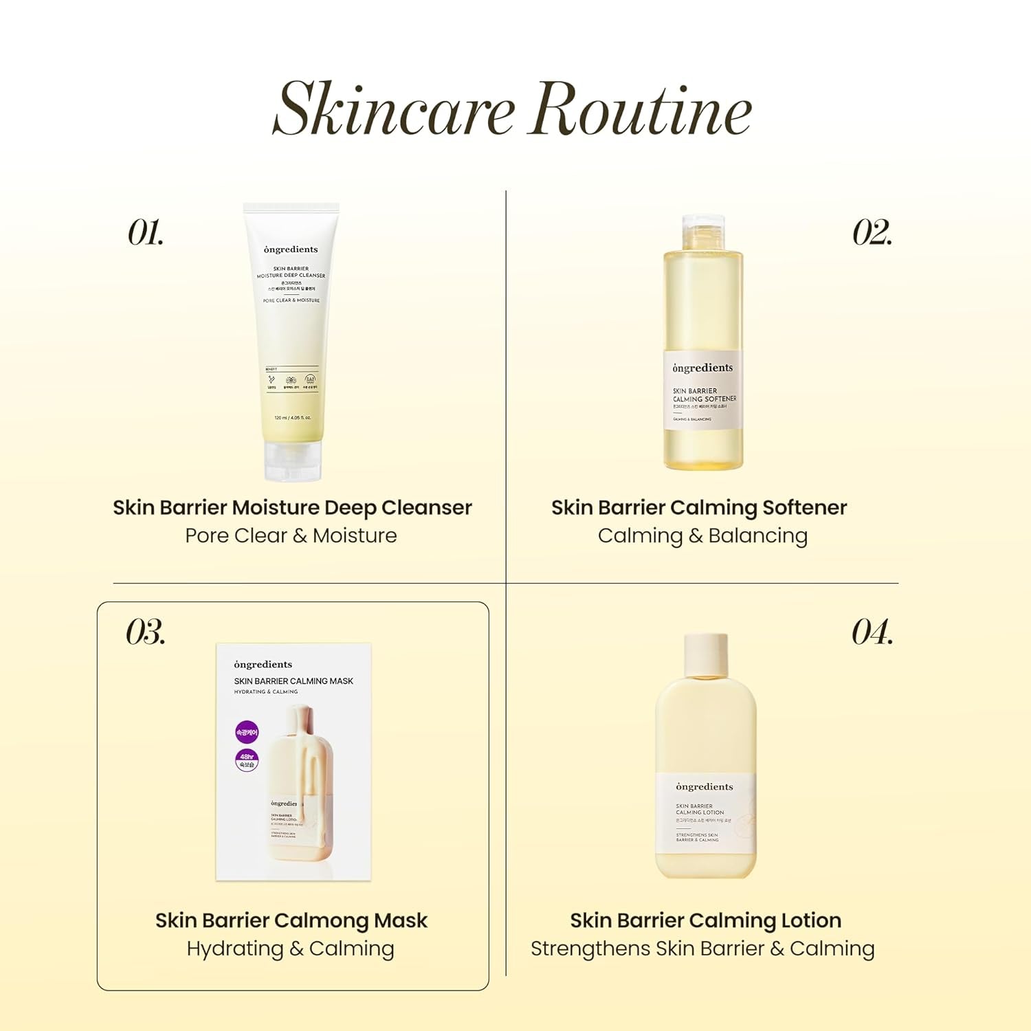 ONGREDIENTS Skin Barrier Calming Mask – 27ml x 6 Sheets | Hydrating & Soothing Sheet Mask for Sensitive Skin