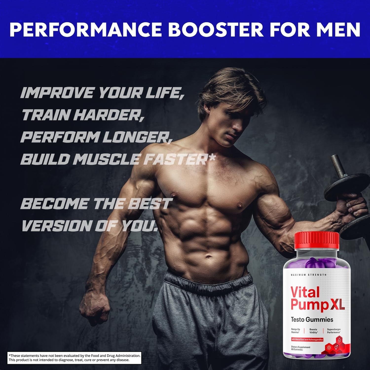 Syvor Vital Pump XL Testo Gummies – 60 Gummies | Natural Testosterone Support for Strength & Energy