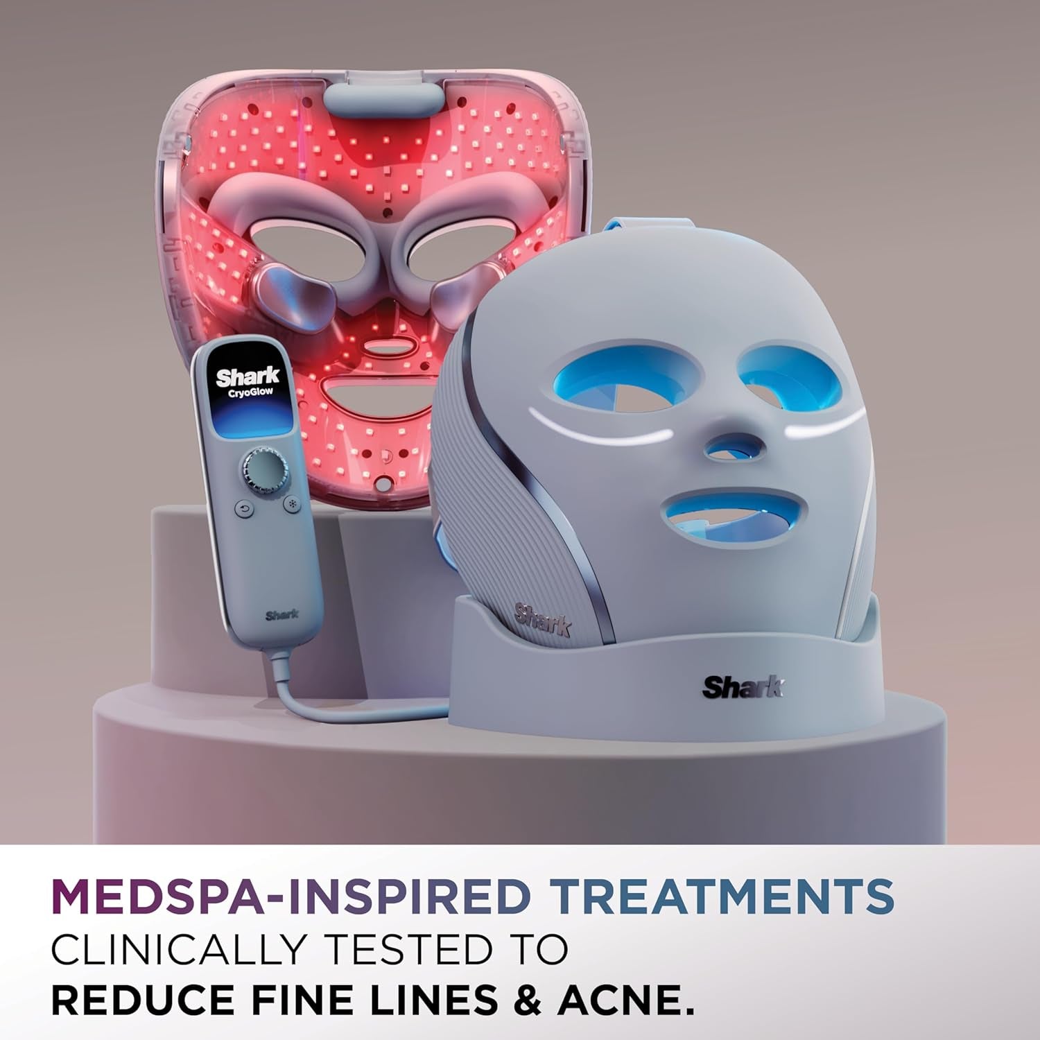 Shark Cryoglow LED Face Mask – Blue Frost | Anti-Aging, Acne-Clearing & Under-Eye Cooling Treatment