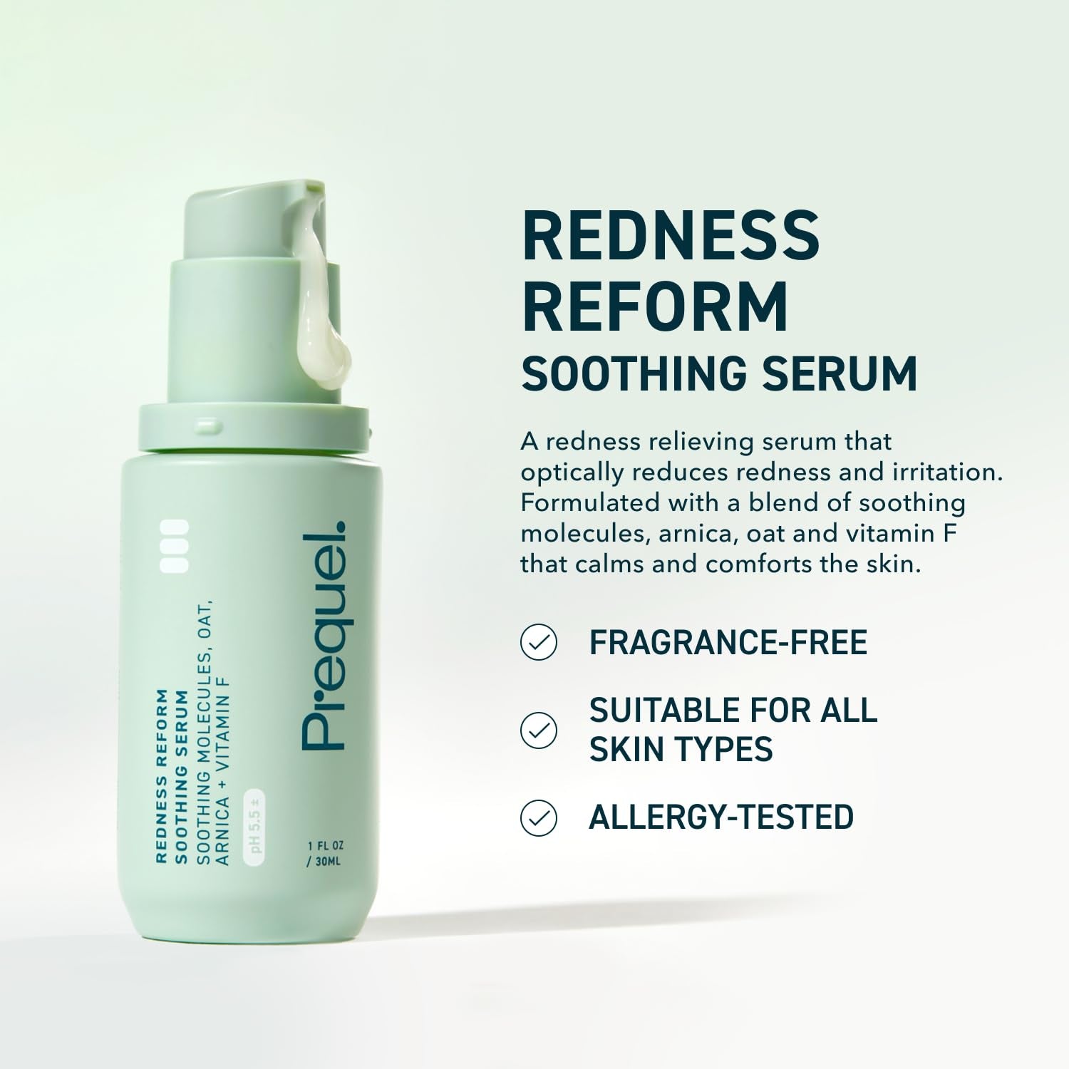 Prequel Redness Reform Soothing Serum – 30ml | Fast-Acting Redness Corrector for Sensitive Skin