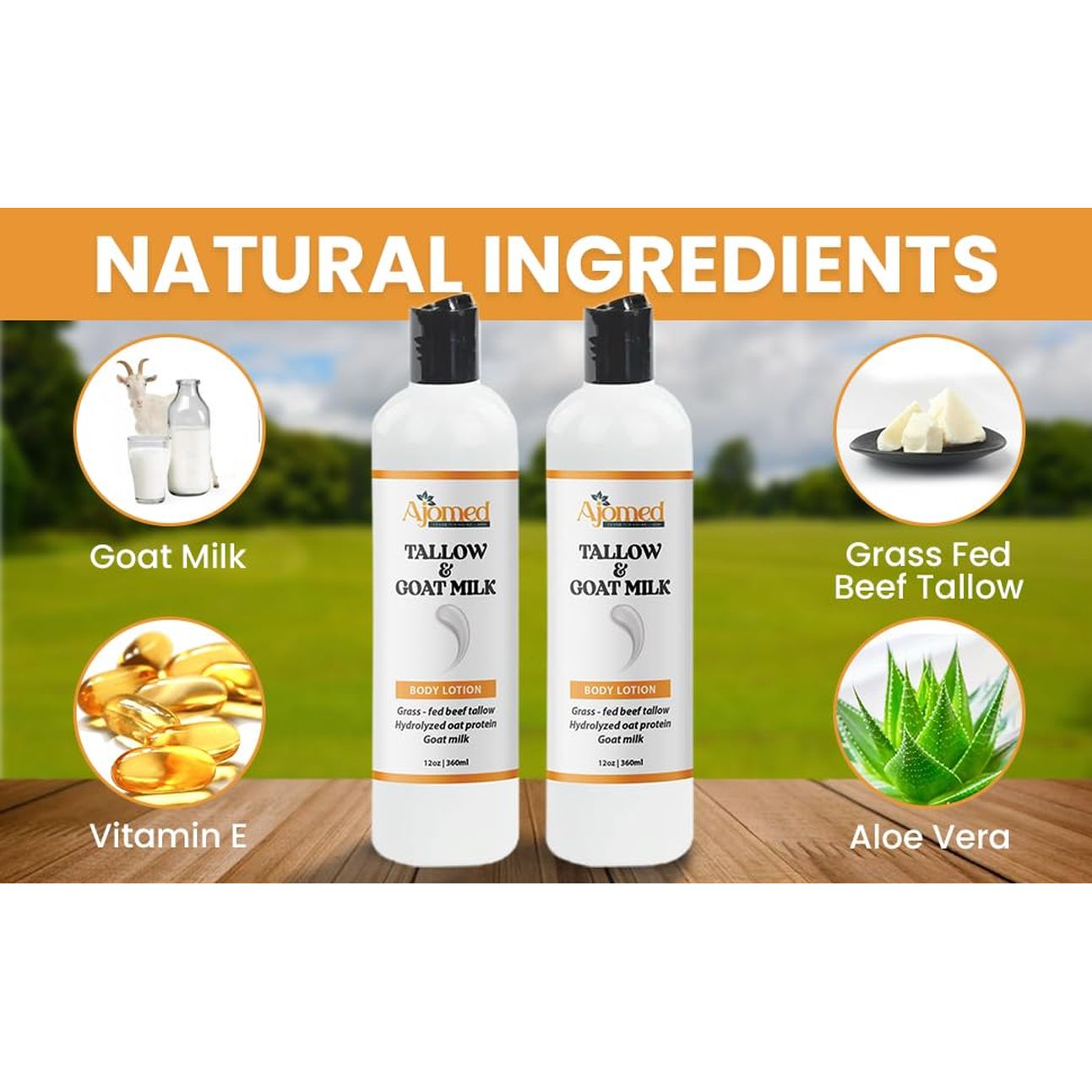 Ajomed Tallow & Goat Milk Body Lotion – 227g | Deeply Nourishing, Hydrating & Sustainable Skincare