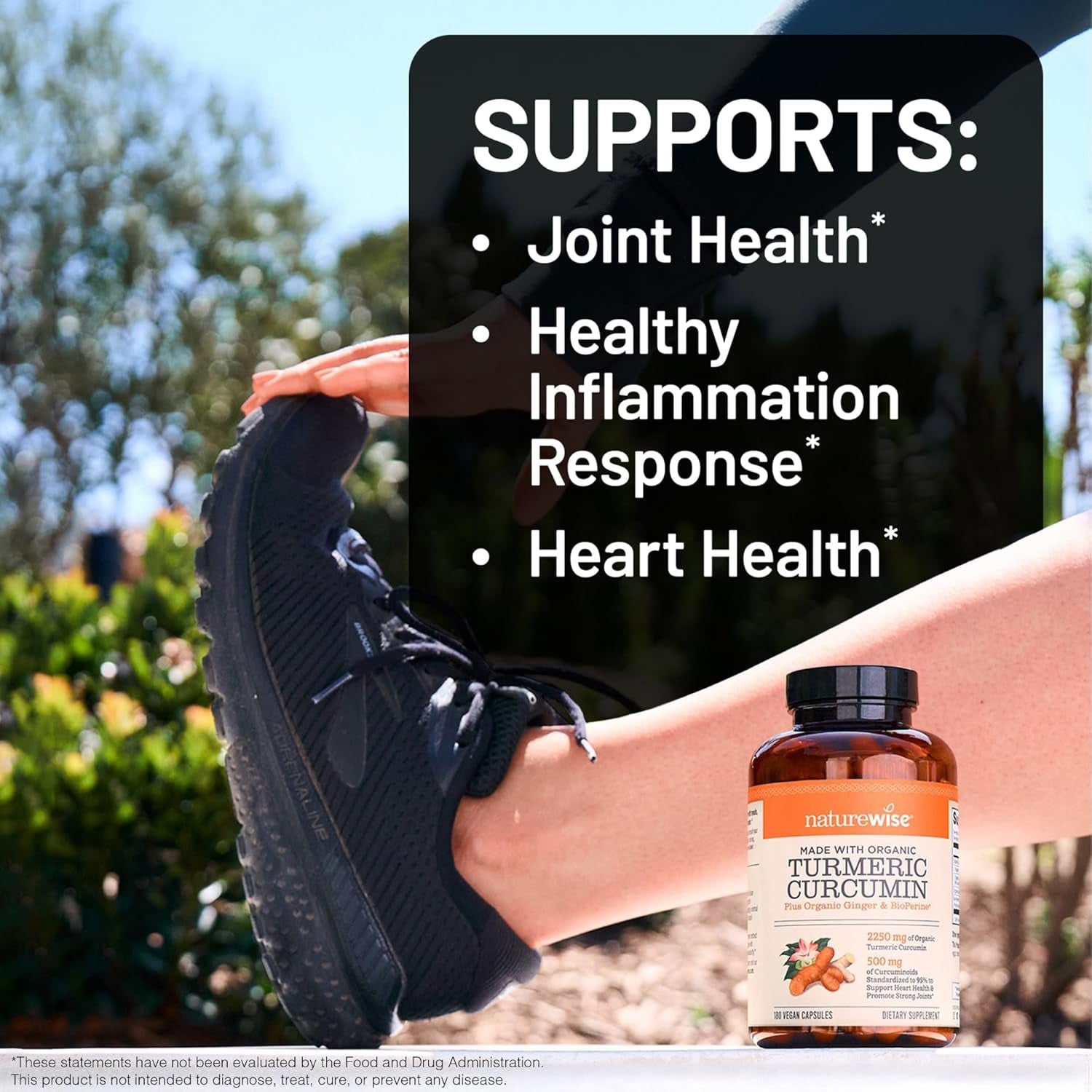 NatureWise Turmeric Curcumin 2250mg – 180 Capsules | Joint Comfort, Flexibility & Antioxidant Support with Bioperine
