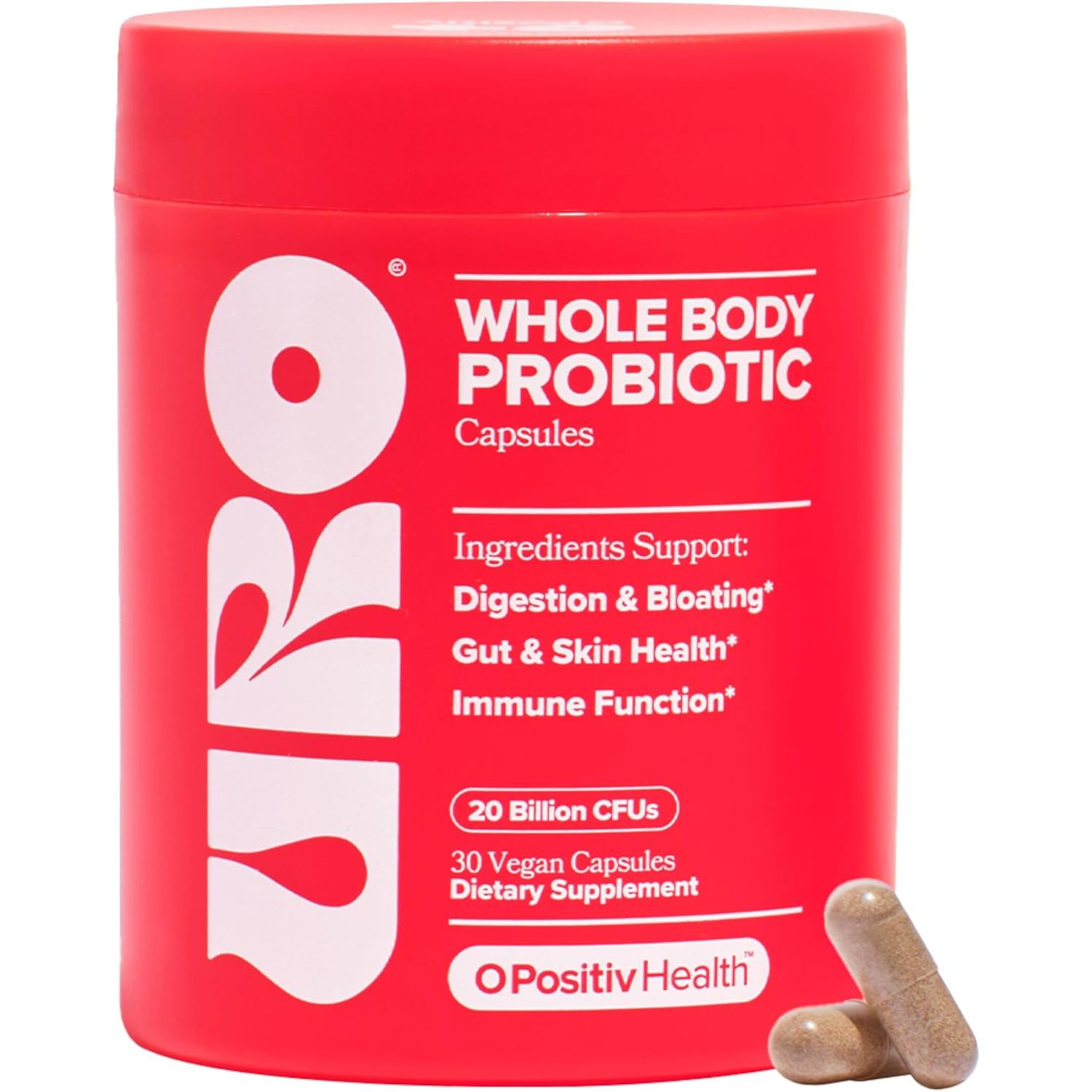 O Positiv URO Whole Body Probiotic – 30 Capsules | 3-in-1 Gut, Skin & Oral Microbiome Support with 20 Billion CFUs + Licorice & Dandelion