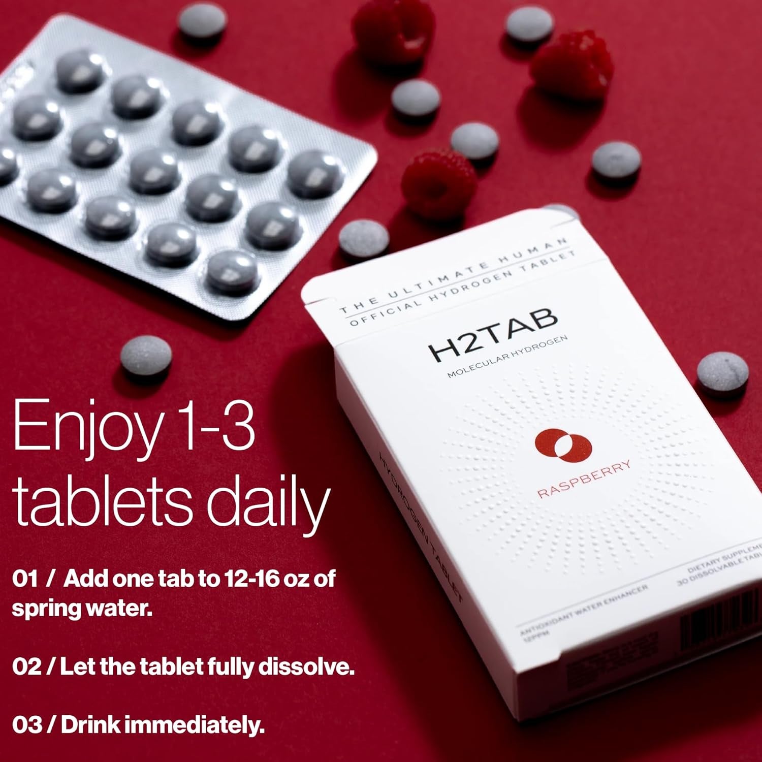 H2TAB Molecular  Hydrogen (Raspberry) - 30 Dissolvable Tablets