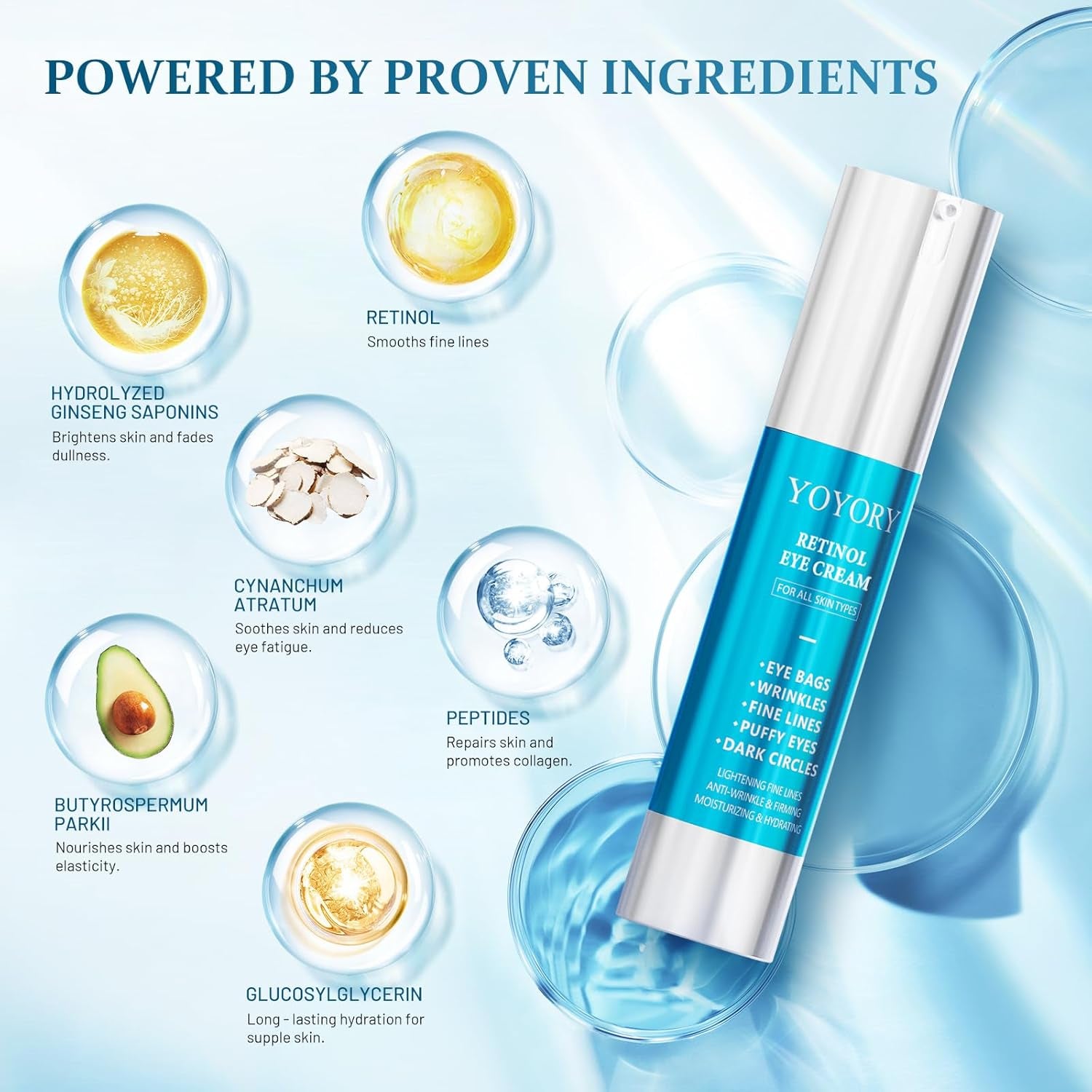 YOYORY Retinol Eye Cream – 20ml | Smooths Fine Lines, Lifts Puffiness & Brightens Dark Circles