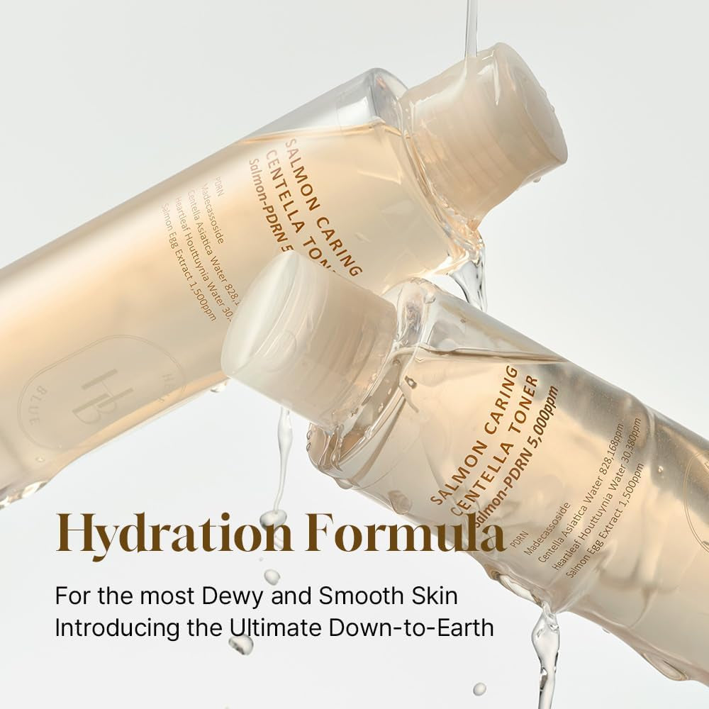 HEVEBLUE Salmon Caring Centella Toner – 200ml | Infused with Salmon PDRN 5,000ppm for Soothing, Hydration & Skin Renewal