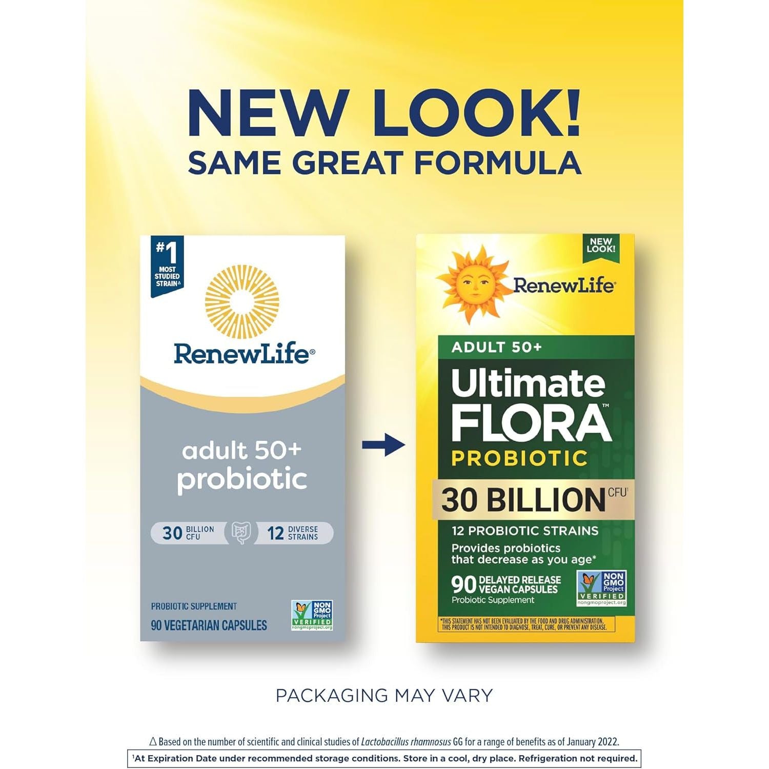 Renew Life Adult 50+ Ultimate Flora Probiotic – 90 Capsules | 30 Billion CFU for Gut & Immune Health