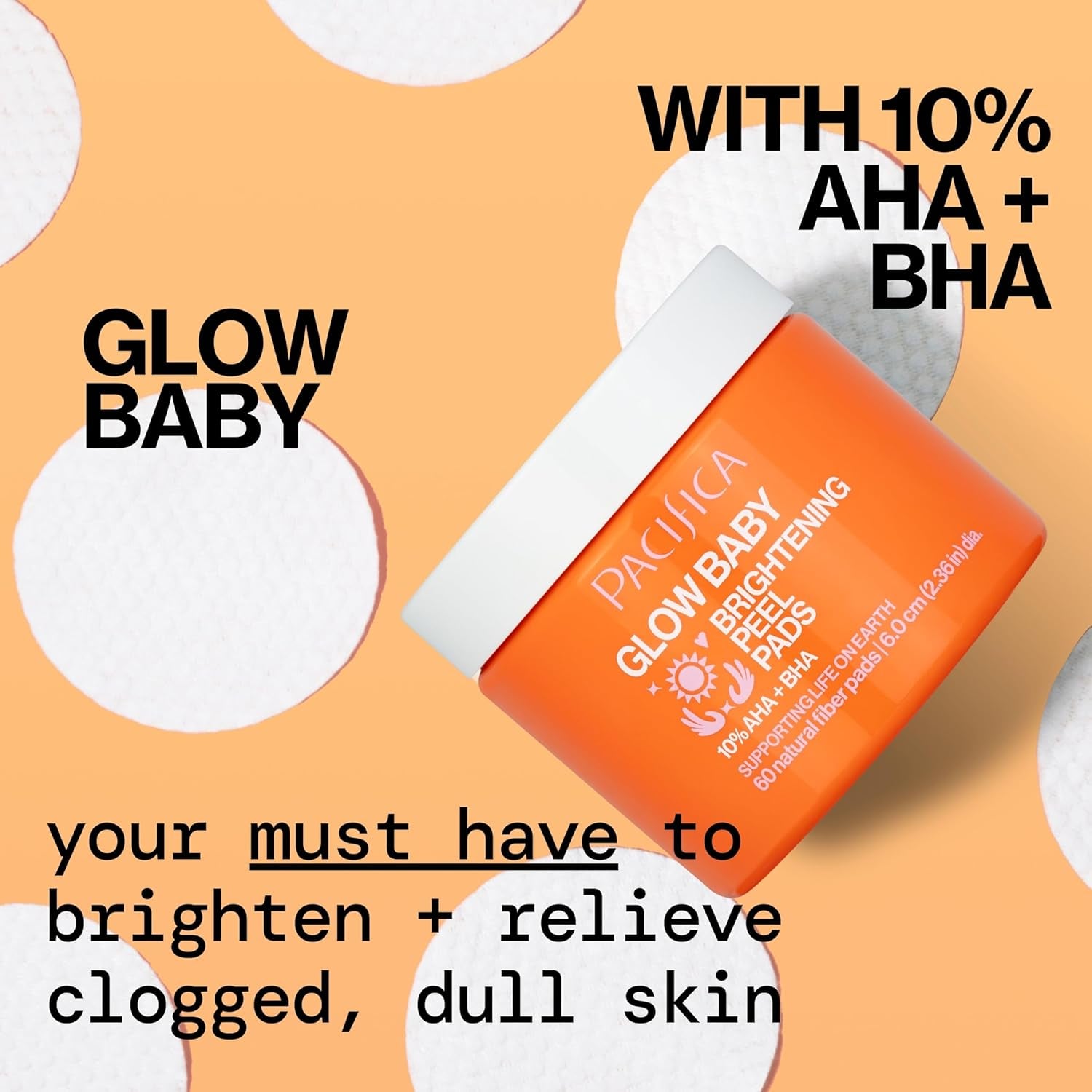 Pacifica Glow Baby Brightening Peel Pads 10% AHA + BHA - 60 Pads