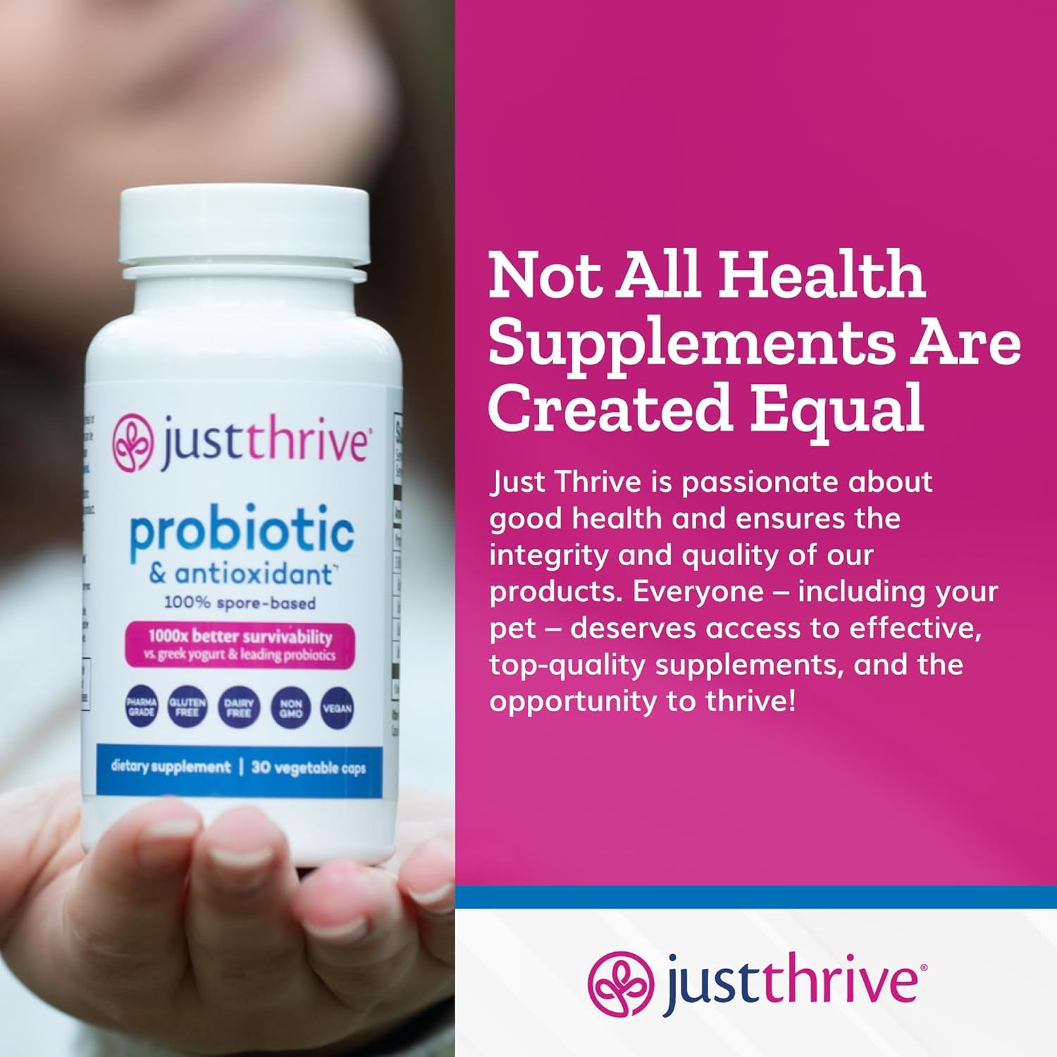 Just Thrive Probiotic & Antioxidant Supplement – 30 Capsules | Clinically Proven Gut & Immune Support