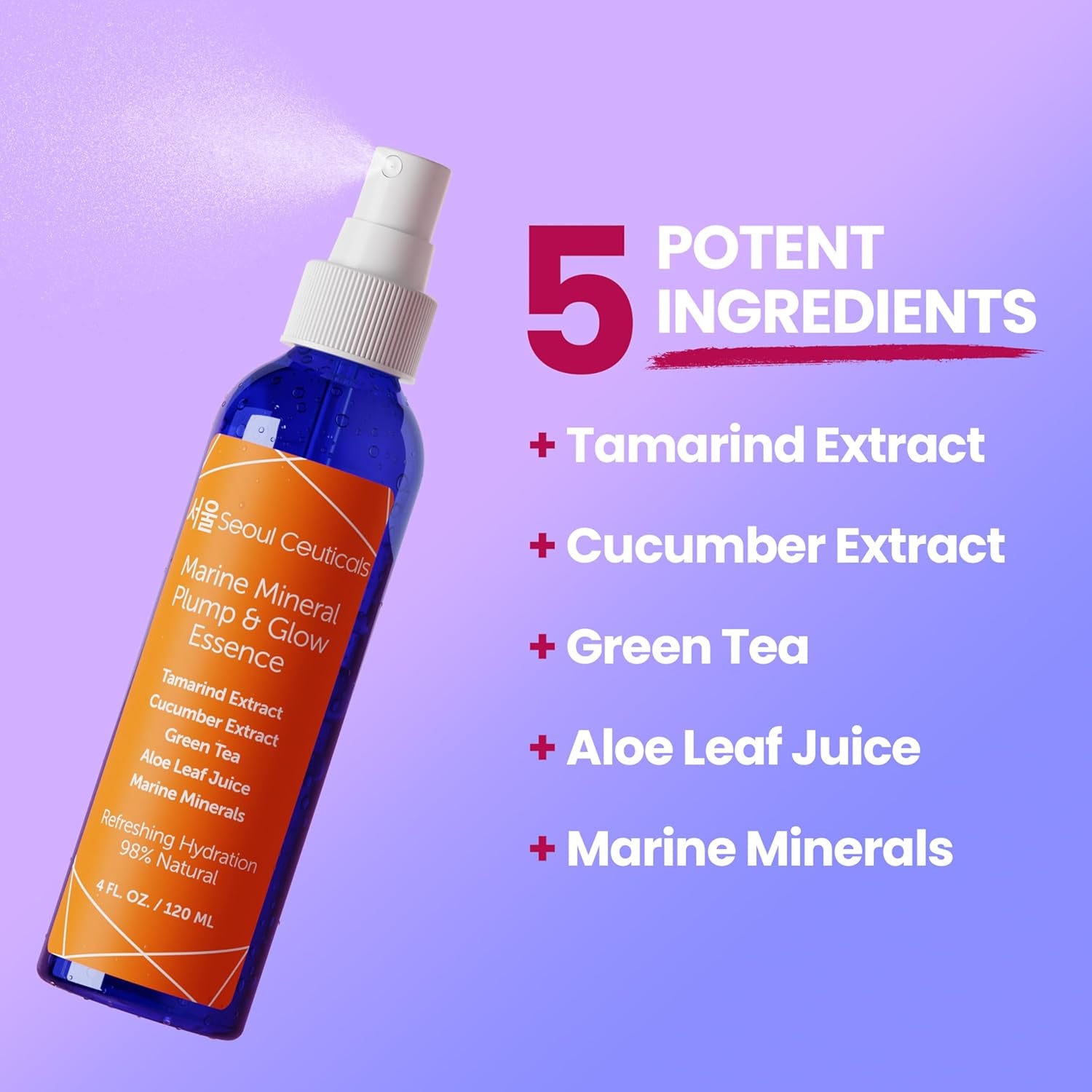 SeoulCeuticals Marine Mineral Plump & Glow Essence – 120ml | Hydrating K-Beauty Essence with Aloe, Cucumber & Tamarind