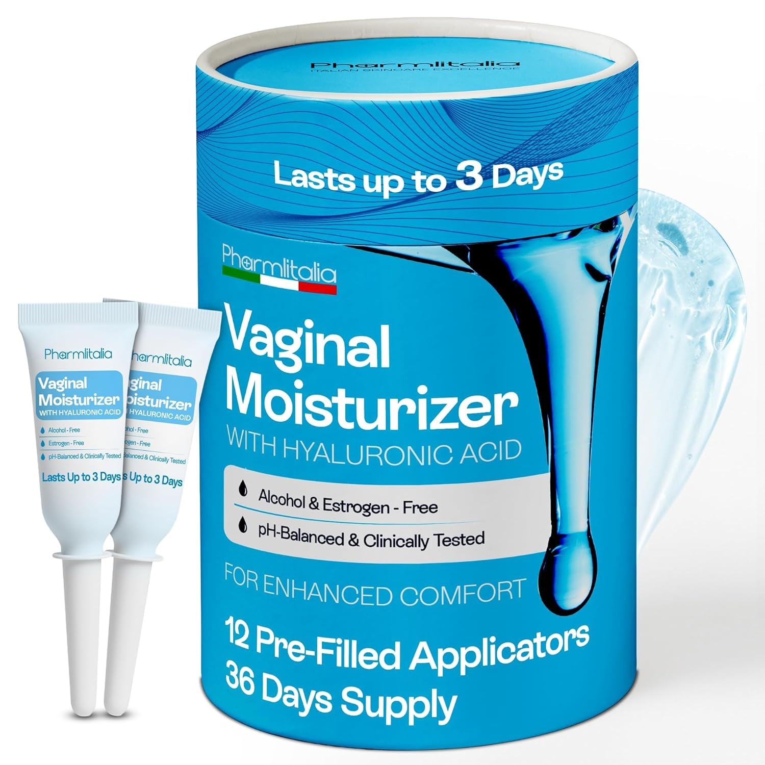 Vaginal Moisturizer Gel for Vagina Health, Moisturizer Applicators for Vaginal Dryness Relief and Long Lasting Wetness - Pre and Post Menopausal - 12 Pre Filled Applicators