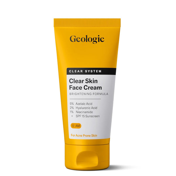 Geologie Clear System Clear Skin Face Cream Brightening Formula – 60ml | Acne Treatment, Hydration & SPF Protection