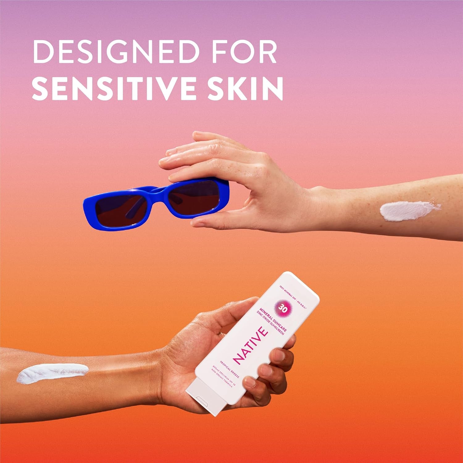 Sunscreen Lotion Tropical Breeze SPF 30, 100% Mineral SPF for Face & Body Broad Spectrum UVA UVB for Men & Women, Suitable for Sensitive Skin & Hawaii Compliant, Lightweight & No Residue, 7Oz