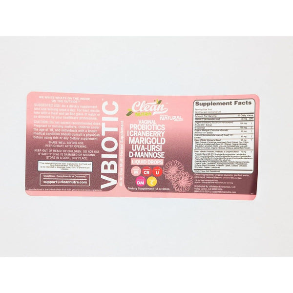 Clean Nutraceuticals Vaginal Probiotic Drops – 60ml | D-Mannose, Cranberry, Uva Ursi & Black Cohosh for Urinary, Vaginal & Hormonal Health