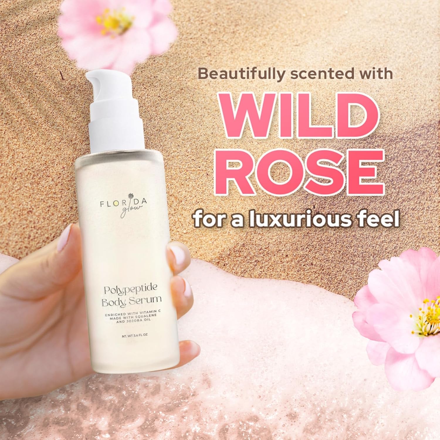Florida Salt Scrubs Polypeptide Body Serum (Wild Rose) – 100ml | Hydrating, Firming & Collagen-Boosting Body Oil