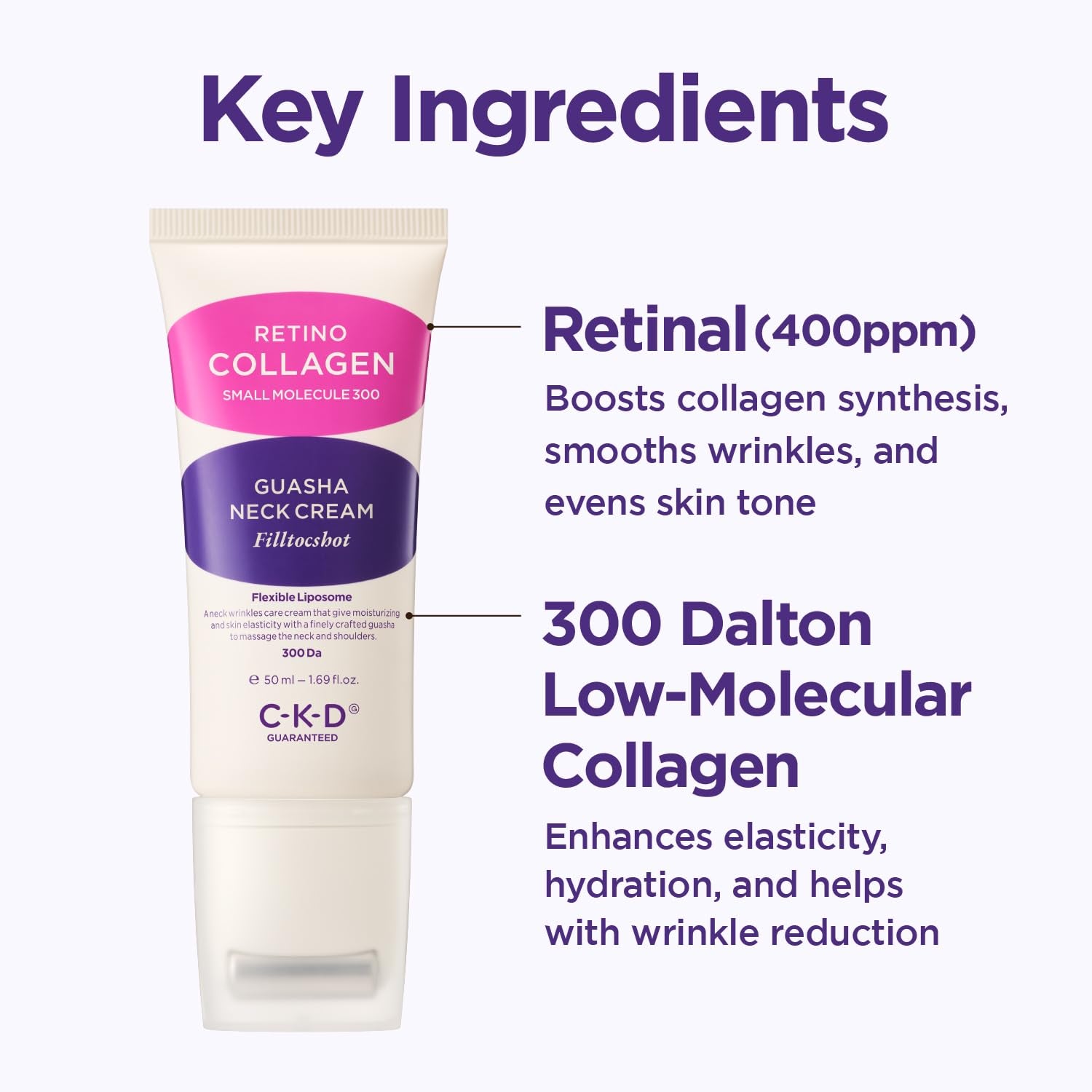 CKD Guaranteed Retino Collagen Gua Sha Neck Cream Filltocshot – 50ml | Lifting, Firming & Deep Wrinkle Care
