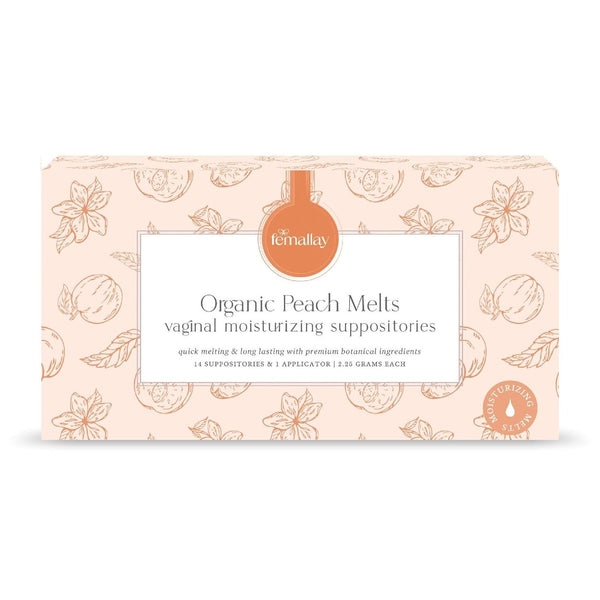 Femallay Organic Vaginal Moisturizing Suppositories – Peach – 100% Natural Relief for Dryness, Odor & Daily Feminine Discomfort – 14 Count + Applicator