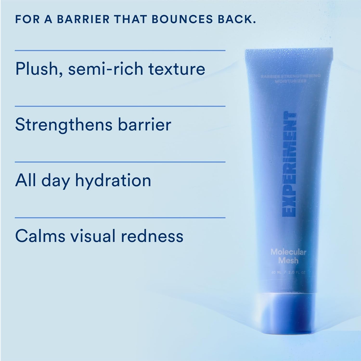 Experiment Molecular Mesh Barrier Strengthening Moisturizer – 60ml | Lightweight Repair & Redness Relief