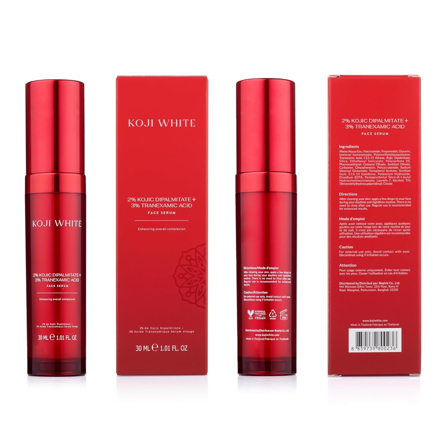 Koji White Kojic Dipalmitate + Tranexamic Acid Dark Spot Serum – 30ml | Brightens, Evens Skin Tone & Smooths Texture