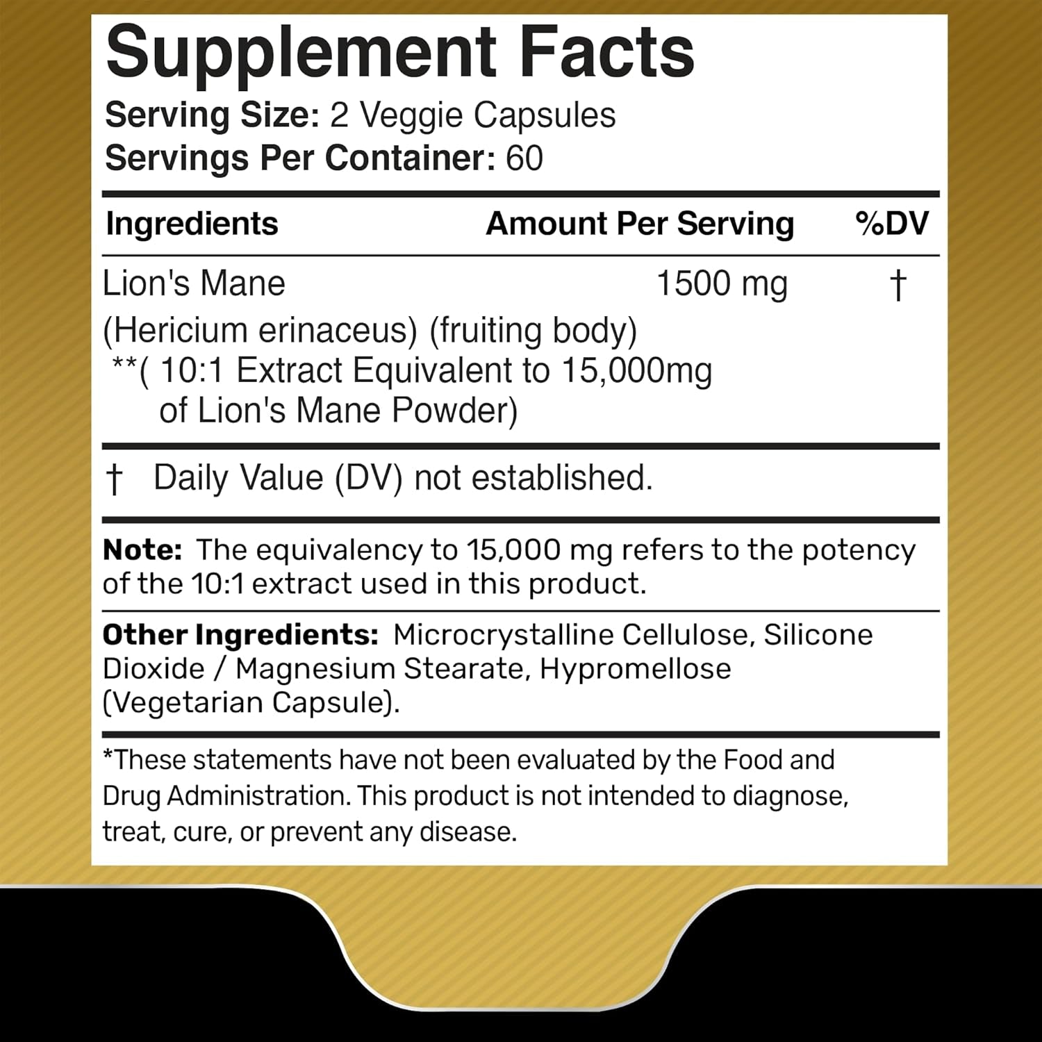 WELLNESS LABSRX Organic Lion's Mane 15,000MG - 120 Capsules