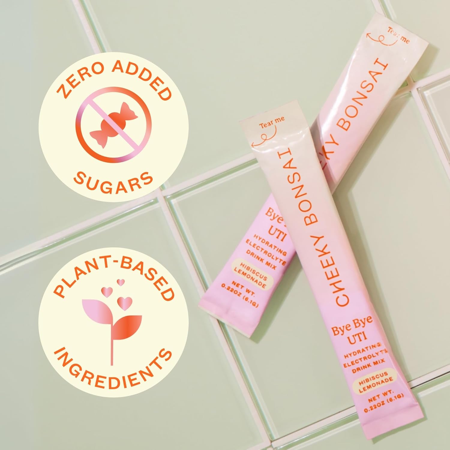 Cheeky Bonsai Bye Bye UTI – 10 Hibiscus Lemonade Drink Mix Packets | D‑Mannose & Cranberry UTI Support