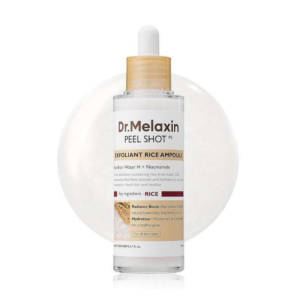 Dr.Melaxin Peel Shot Exfoliant Rice Ampoule – 80ml | Radiance-Boosting, Multi-Acid Exfoliating Ampoule with Deep Hydration