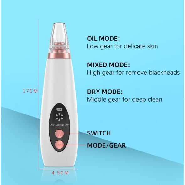 6-in-1 Electric Blackhead Remover Vacuum – Rechargeable Pore Cleanser & Acne Extractor Facial Cleaning Tool