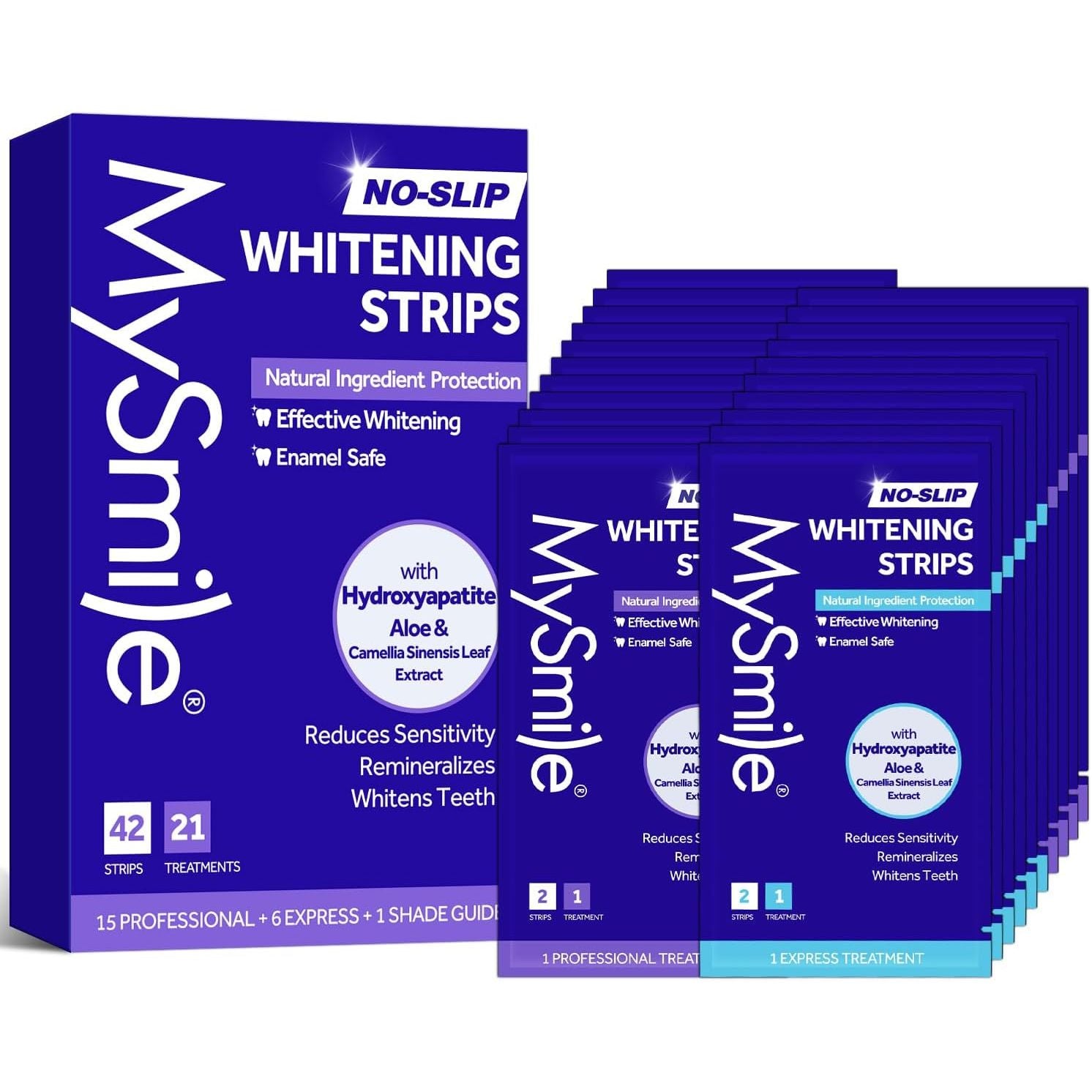 MySmile No-Slip Teeth Whitening Strips – 21 Treatments (42 Strips) | Professional Whitening, Stain Removal & Long-Lasting Freshness