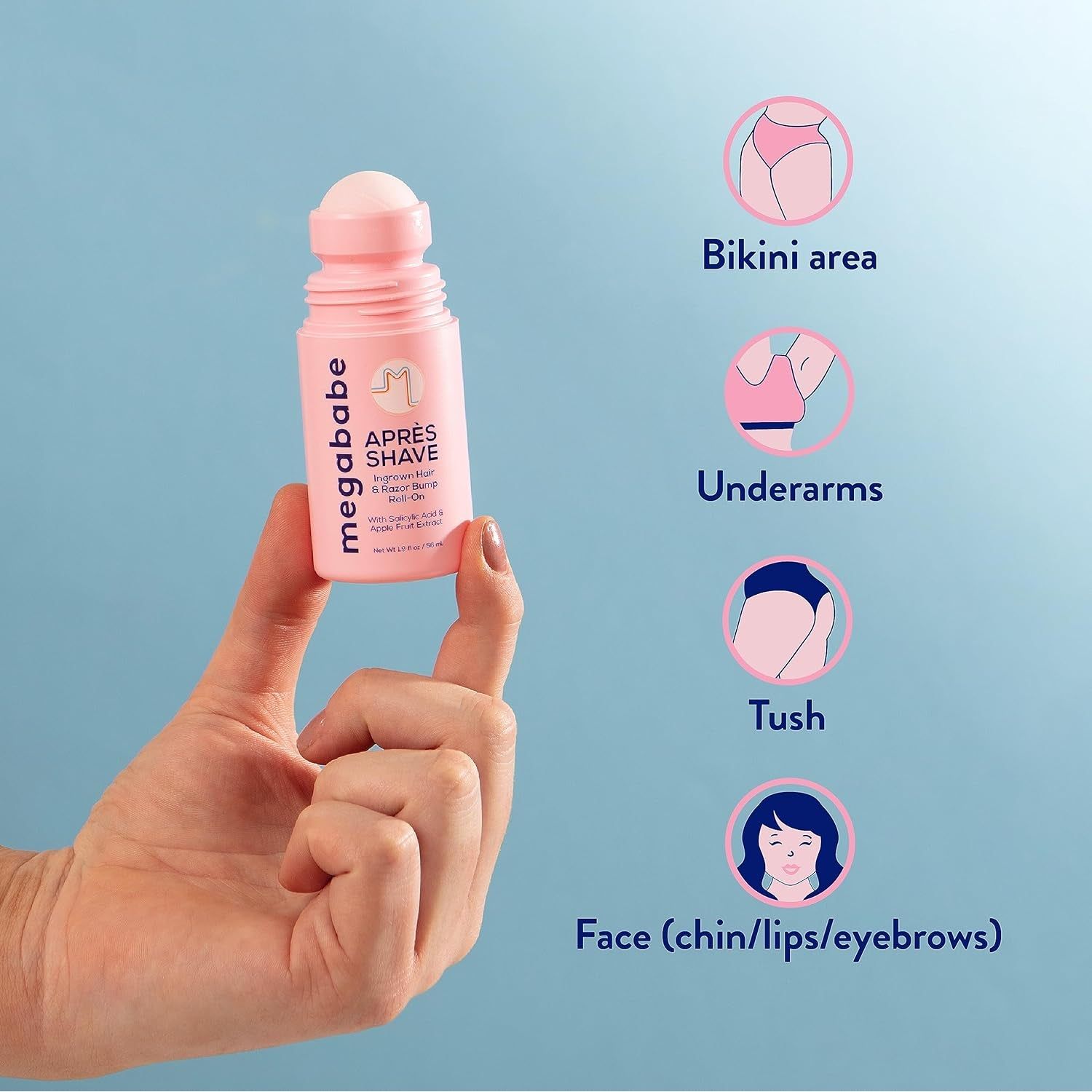 Megababe Après Shave Ingrown & Razor Bump Roll-On Solution – 88ml | Award-Winning Ingrown Hair Treatment for Smooth, Bump-Free Skin