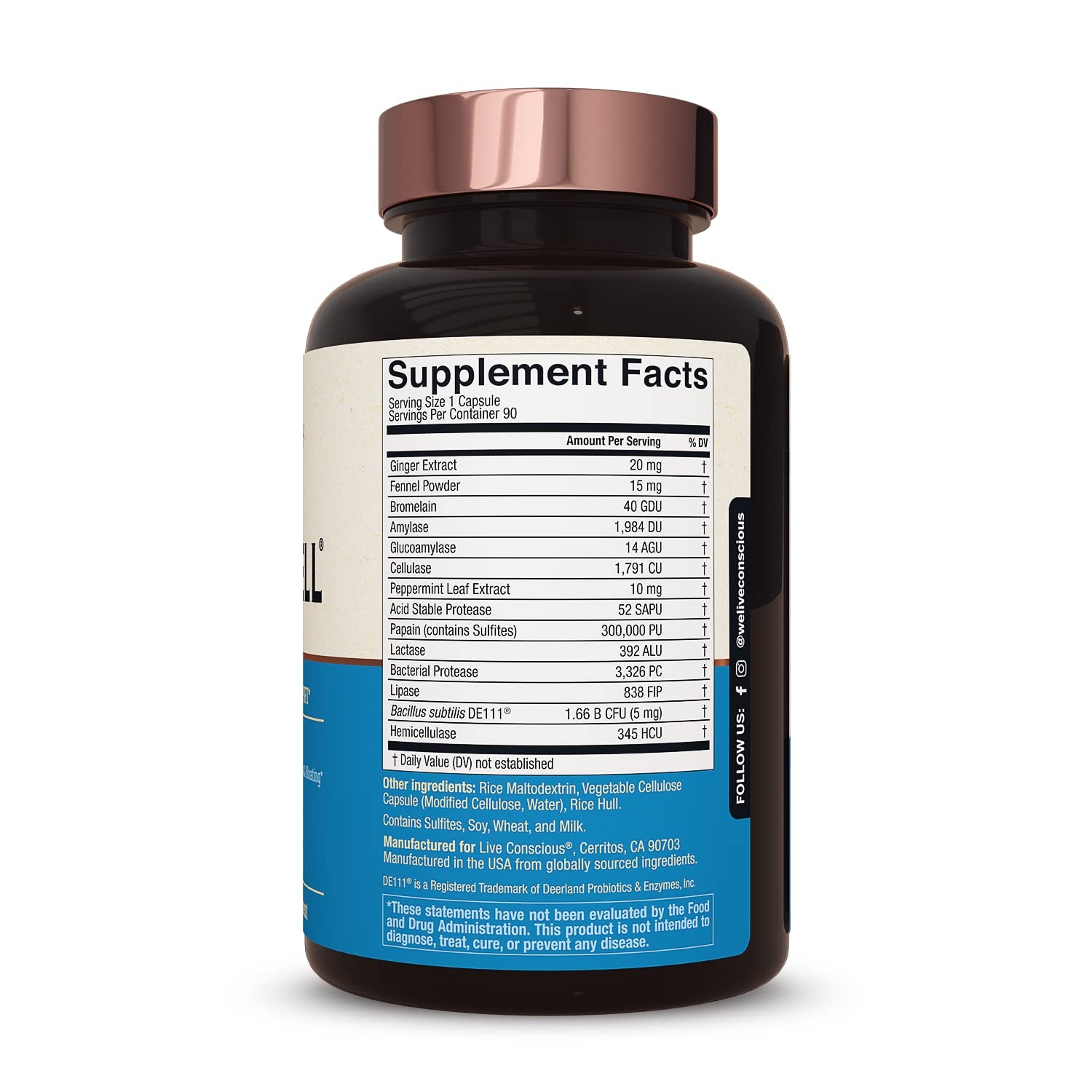 Live Conscious DigestWell – 90 Capsules | Advanced Enzyme & Probiotic Blend for Gut Health, Gas & Bloating Relief