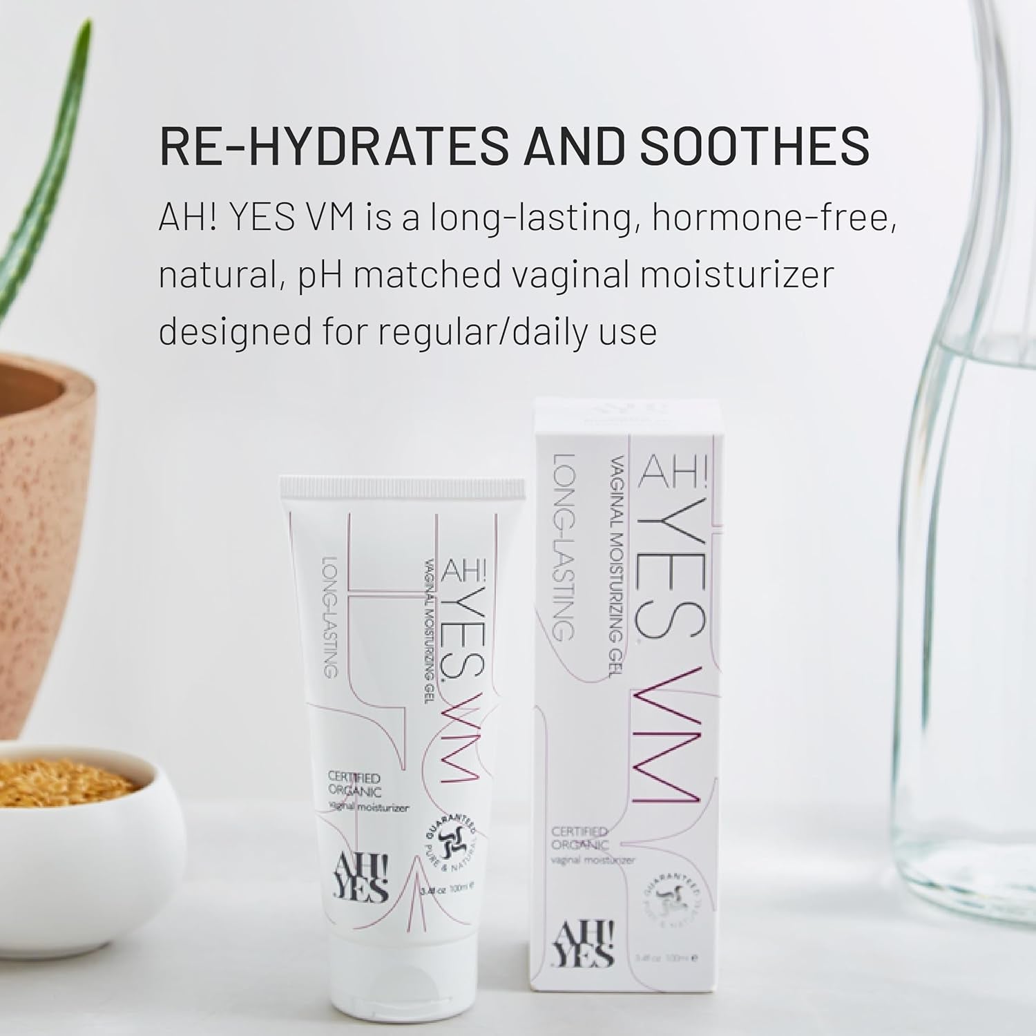 AH! YES® VM Certified Organic Vaginal Moisturizer – 100ml | Natural, Hormone-Free Hydration for Intimate Comfort