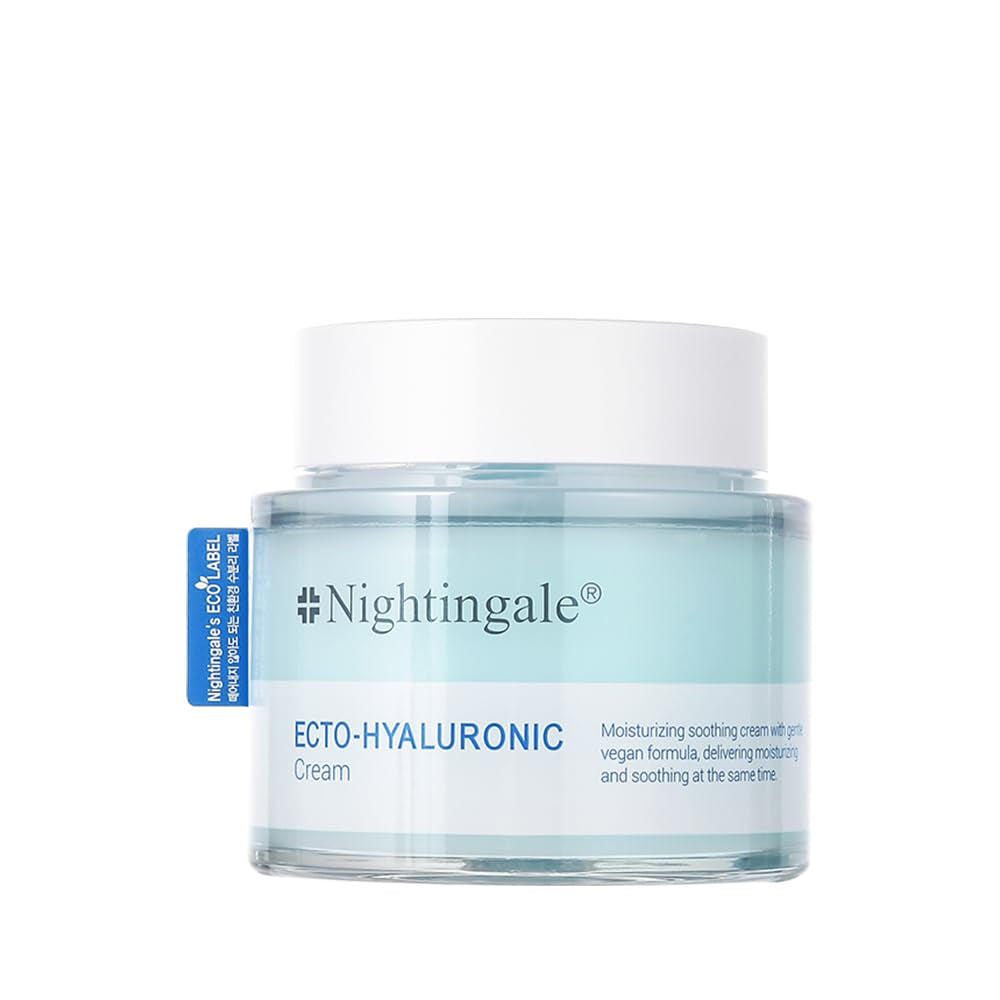 Ecto-Hyaluronic Cream with 8 Layer Hyaluronic Acid, Ectoin, Daily Face Moisturizer for Dry Skin, Fragrance Free, Hypoallergenic, Allergen Free, Cruelty Free, Vegan, Korean Skin Care
