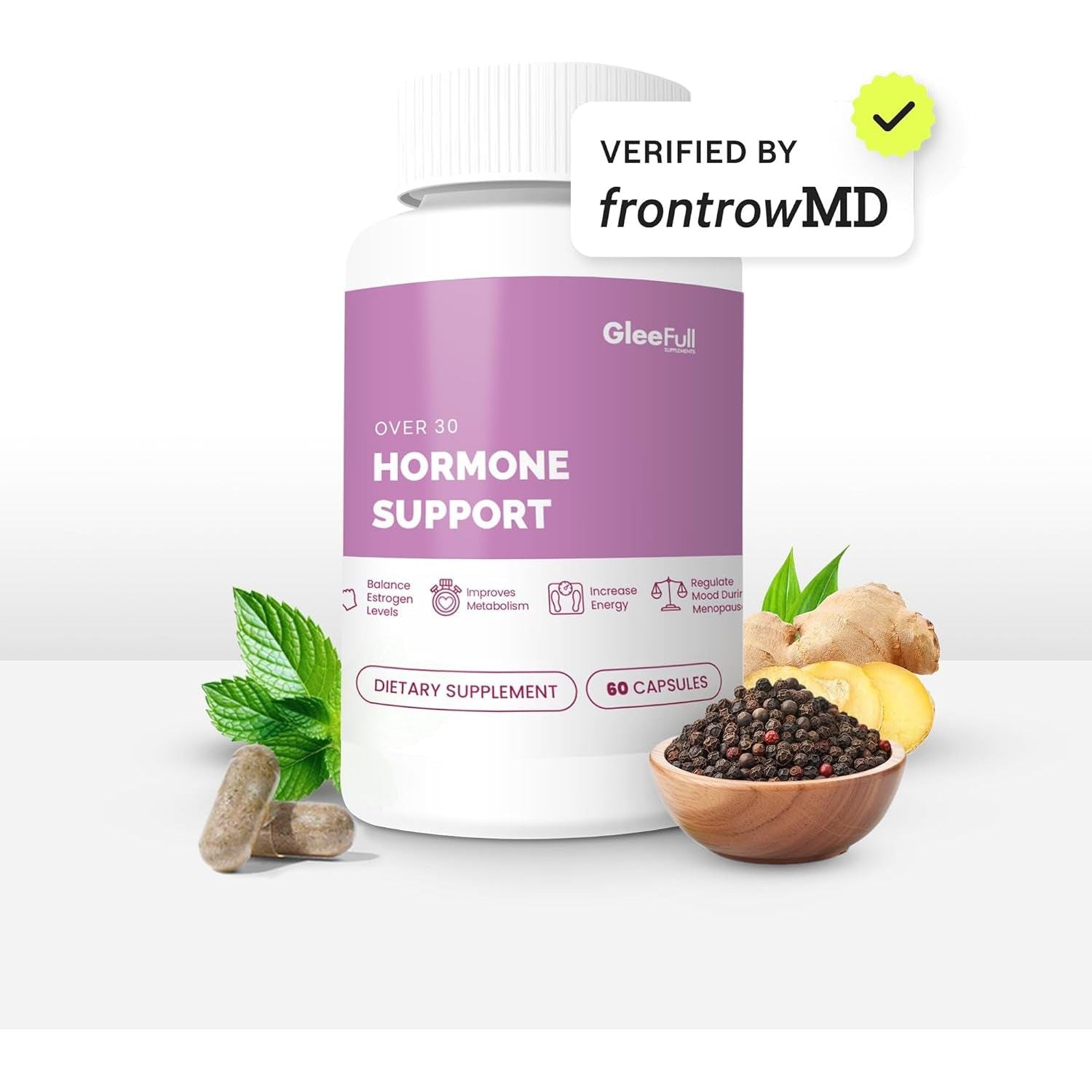 GleeFull Over 30 Hormone Support – 60 Capsules | Natural Menopause & Hormonal Balance Support with Maca Root & Ashwagandha