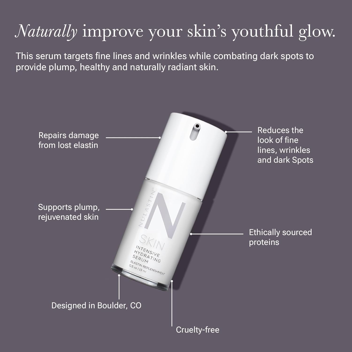 NULASTIN SKIN Intensive Hydrating Serum – 15ml | Hyaluronic Acid + Elastin for Visibly Firmer, Dewy Skin