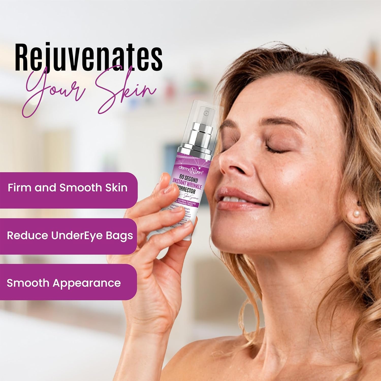 DERMAXGEN 60 Second Instant Wrinkle Corrector – 20ml | Instant Lifting & Firming Treatment for Fine Lines & Eye Bags