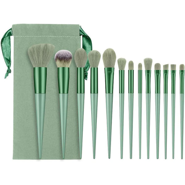 TITA-DONG 13Pcs Makeup Brush Set Tool Kit (Green)