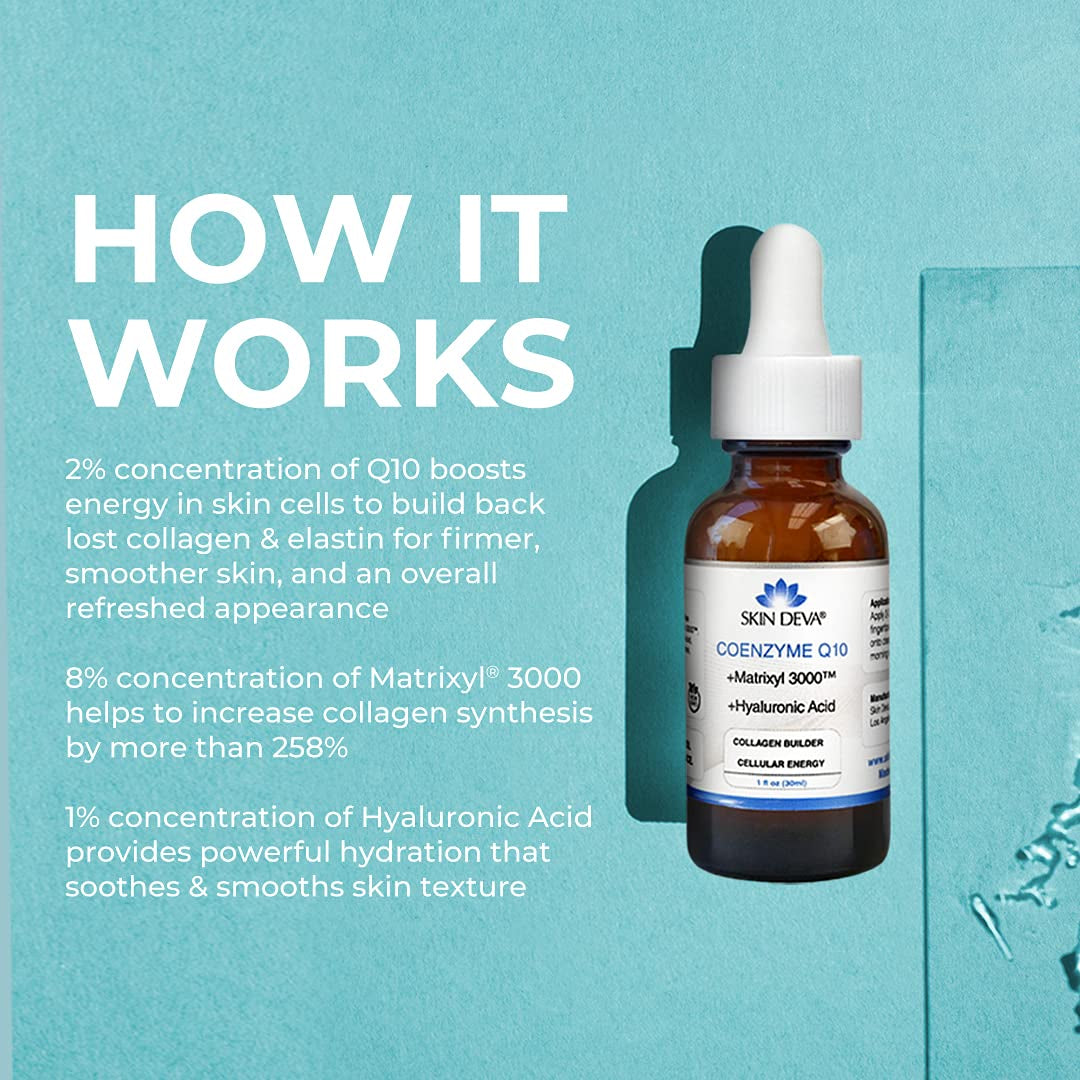 SKIN DEVA COENZYME Q10 + Matrixyl 3000™ + Hyaluronic Acid – 30ml | Anti-Aging & Hydrating Serum for Radiant, Youthful Skin