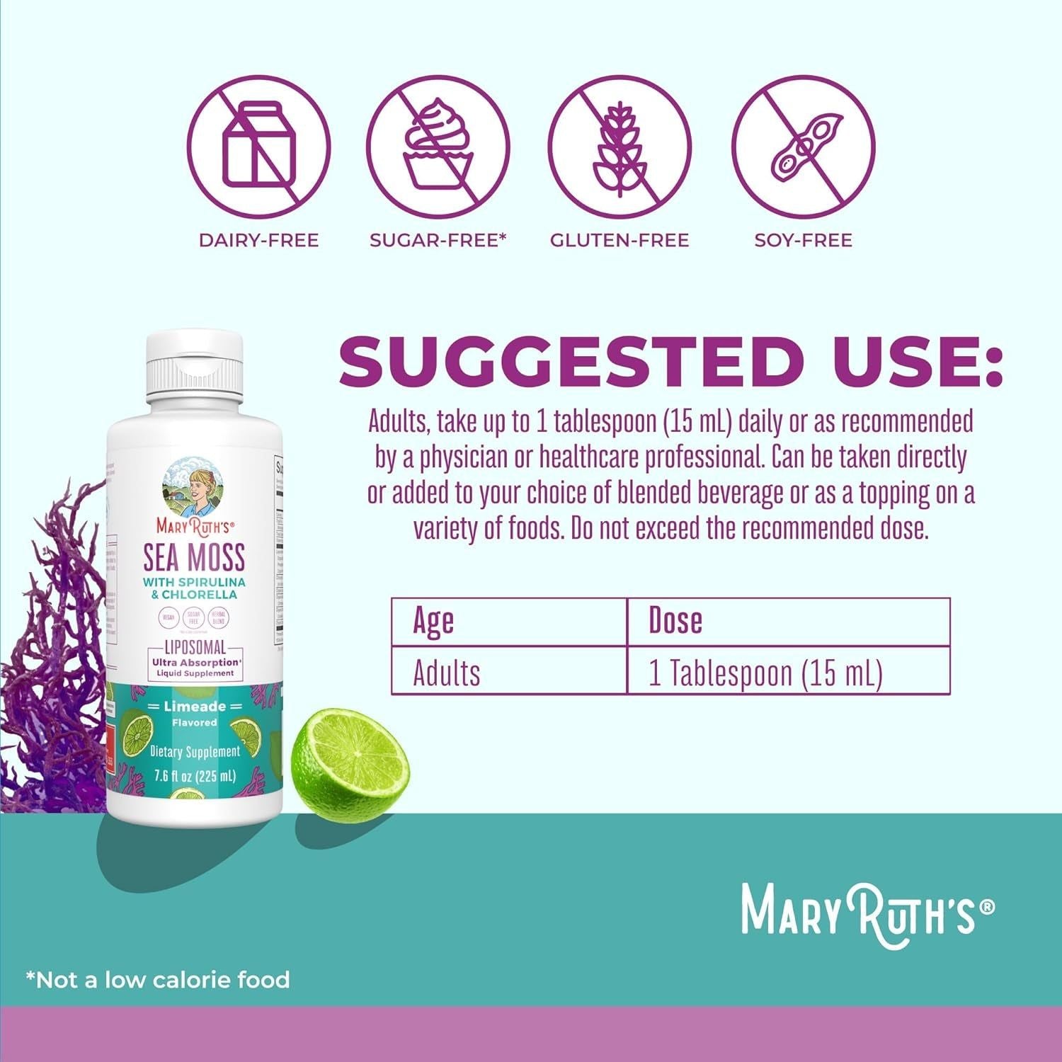 MaryRuth Organics Sea Moss with Spirulina & Chlorella – 225ml | Ultra-Absorbent Liquid Superfood