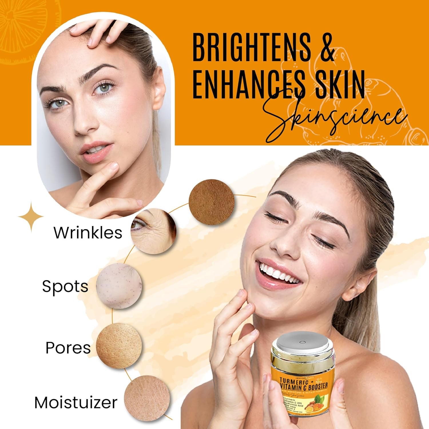 DERMAXGEN Turmeric + Vitamin C Booster – 50ml | Brightening, Hydrating & Anti-Aging Cream