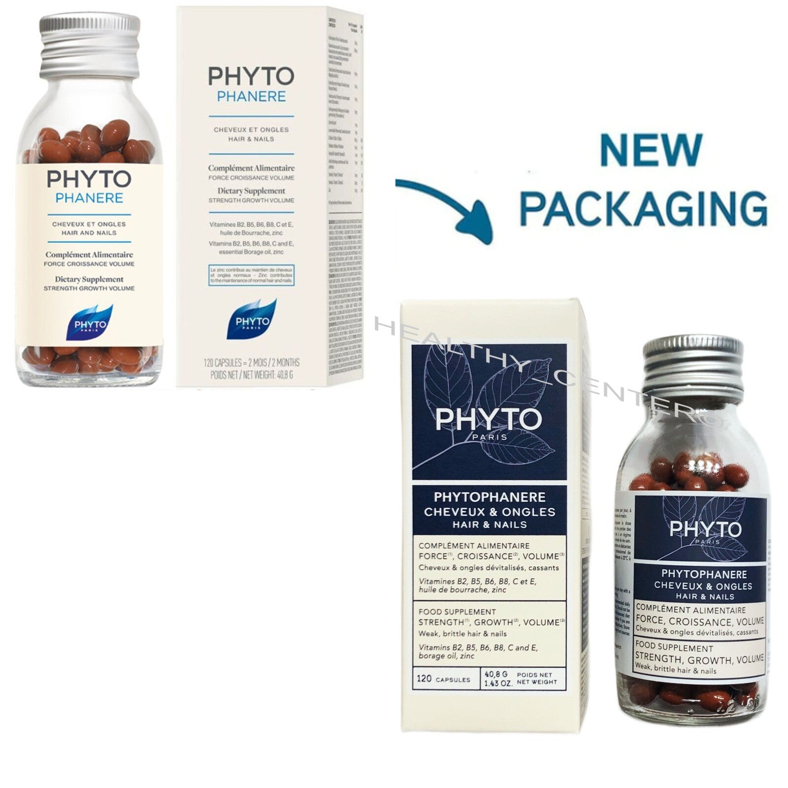 PhytoPhanere Hair & Nails Dietary Supplements - 120 Capsules, EXP 09/2027