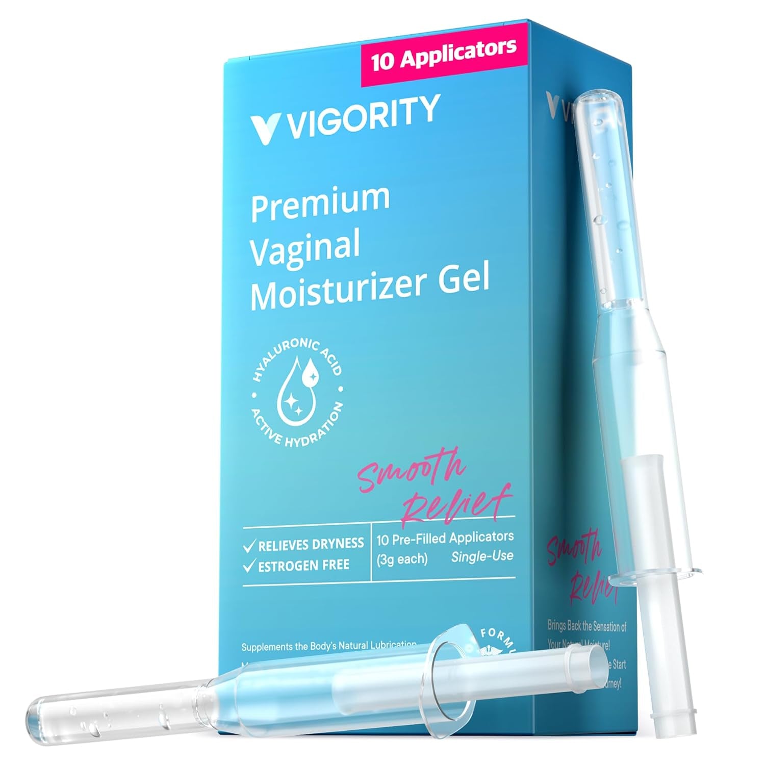 Vigority Premium Vaginal Moisturizer Gel – 10 Pre-Filled Applicators x 3g | Long-Lasting Hydration & Soothing Relief for Intimate Dryness