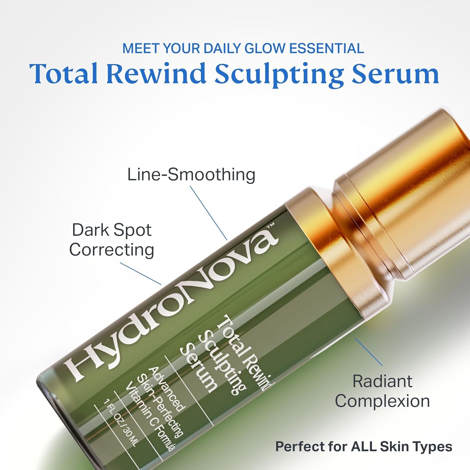 HYDRONOVA Total Rewind Sculpting Serum – 30ml | Brightening, Firming & Anti-Ageing Vitamin C Serum