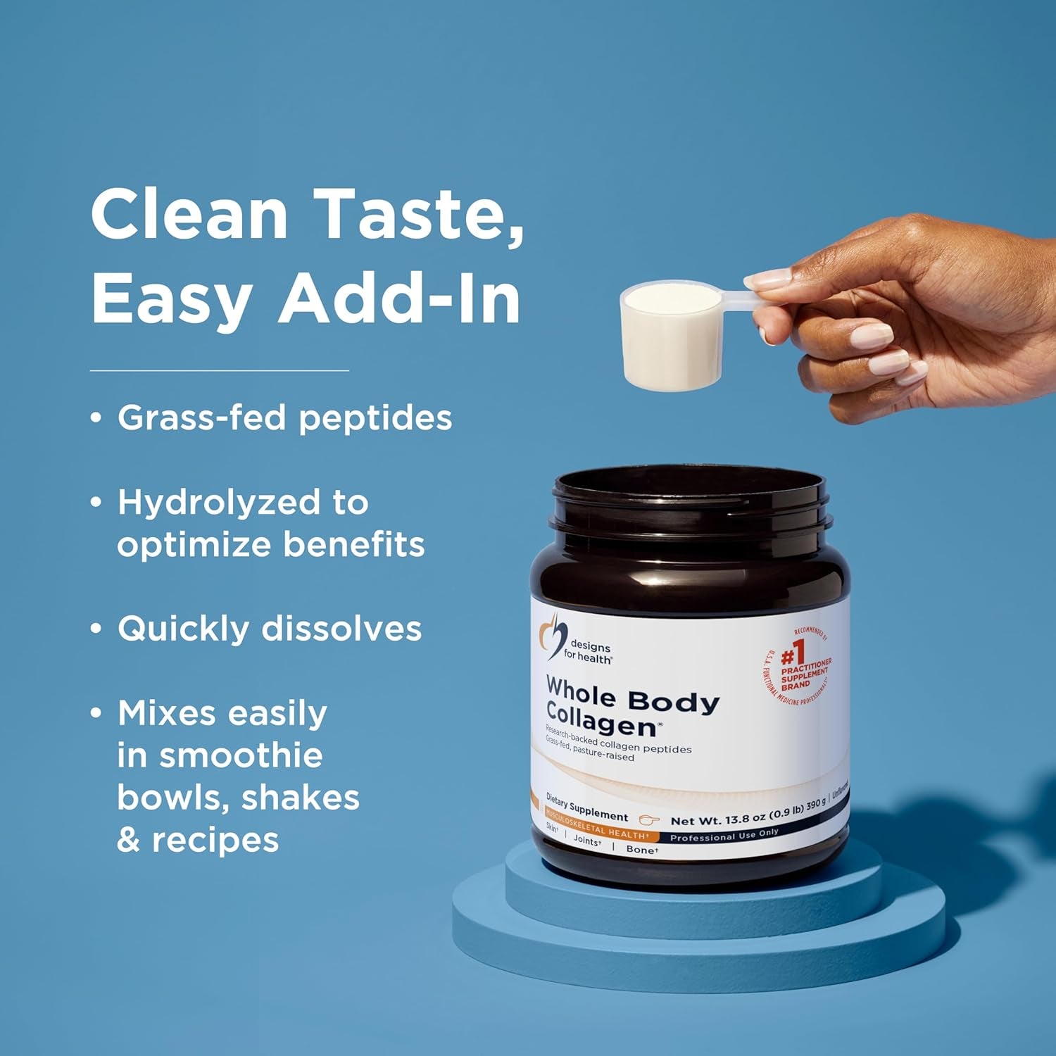 Designs for Health Whole Body Collagen Powder, Unflavored - 390g (30 Servings)