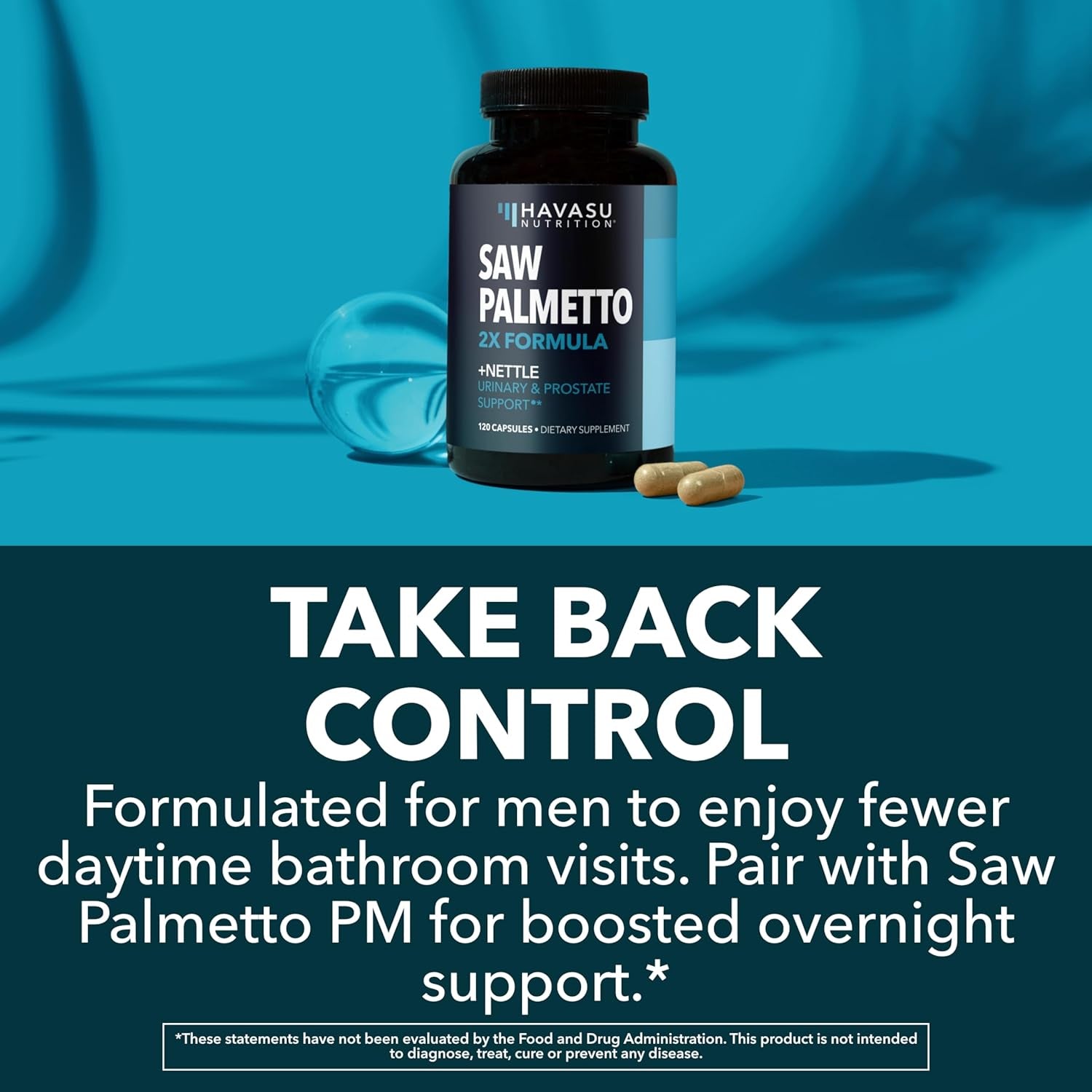 HAVASU NUTRITION Saw Palmetto 2X Formula + Nettle – 120 Capsules | Prostate, Urinary & Men’s Health Support