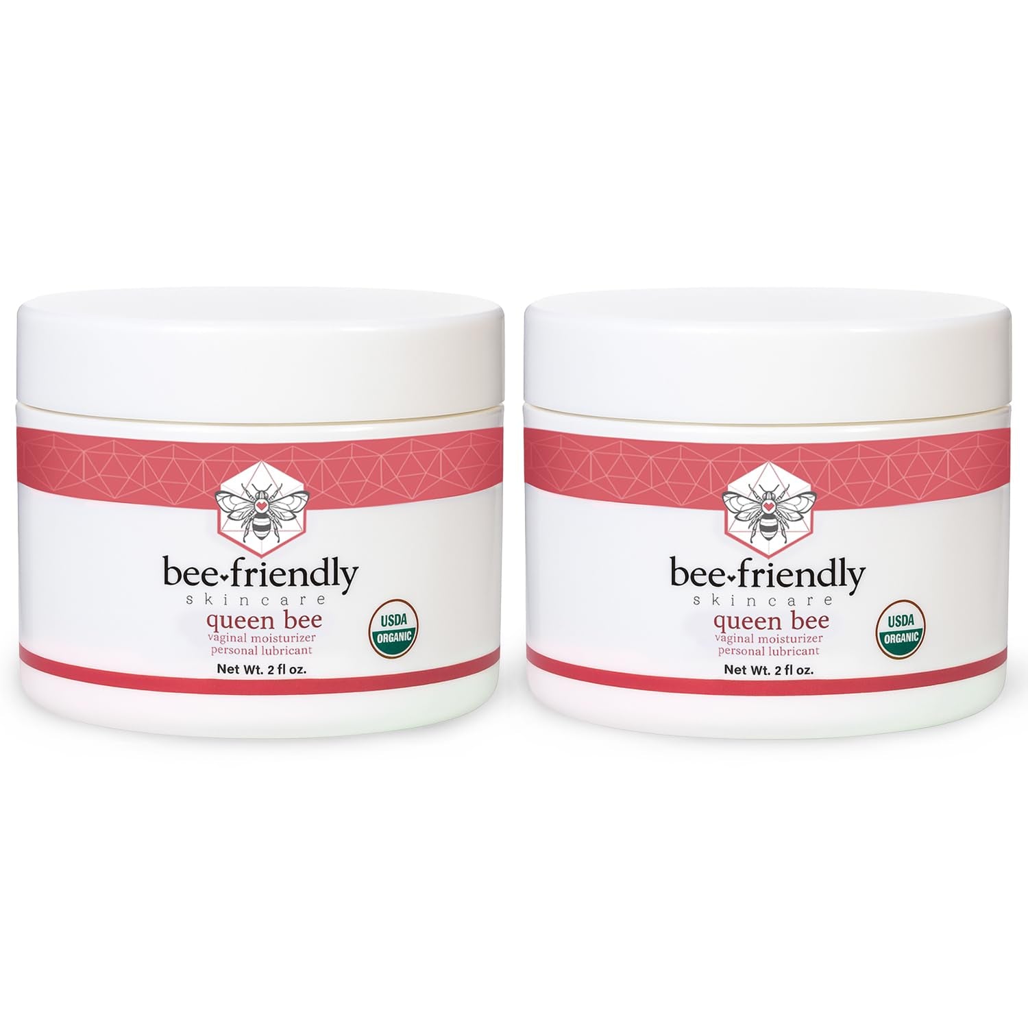 Organic Vaginal Moisturizer, USDA Certified, Natural Vulva Cream for Dryness, Itching, Irritation, Redness, Chafing of Vagina Due to Menopause & Thinning, 4 Oz (2 Jars in a Box)