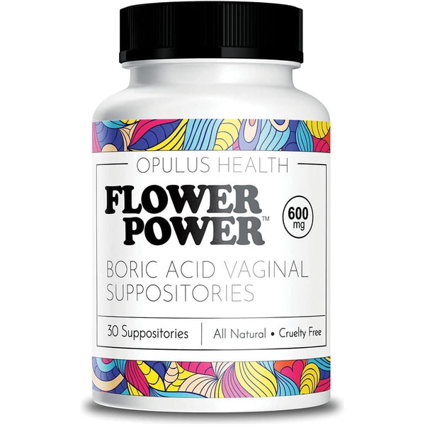 Flower Power Boric Acid Vaginal Suppositories – 30 Suppositories | Fast-Acting pH Balance & Odor Control
