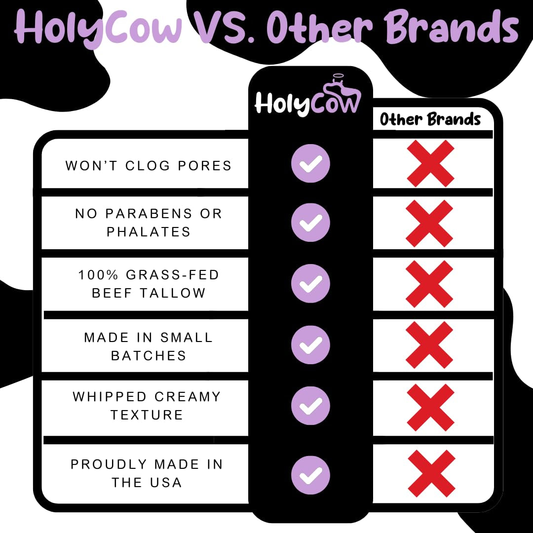 HolyCow Whipped Tallow Balm – 56.7g | Lavender Vanilla Scent | Nourishing Ancestral Skincare for Face & Body