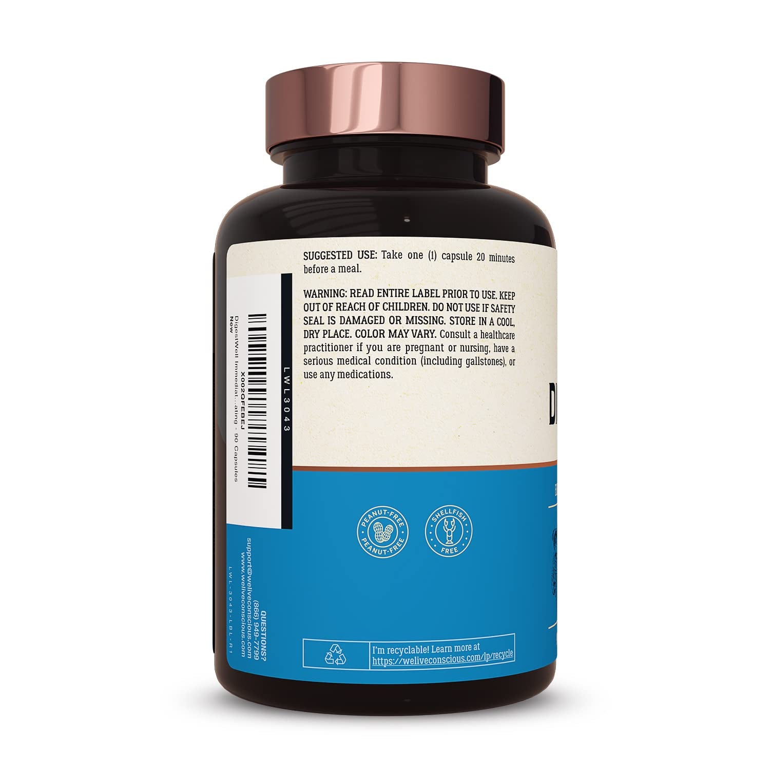 Live Conscious DigestWell – 90 Capsules | Advanced Enzyme & Probiotic Blend for Gut Health, Gas & Bloating Relief