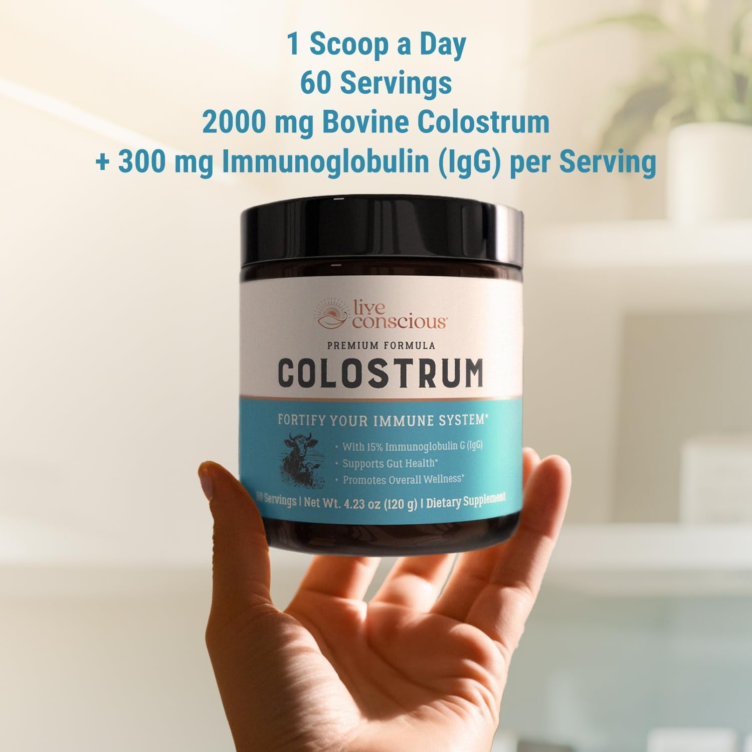 Live Conscious Colostrum Powder – 120g | Immune & Gut Health Support | 60 Servings