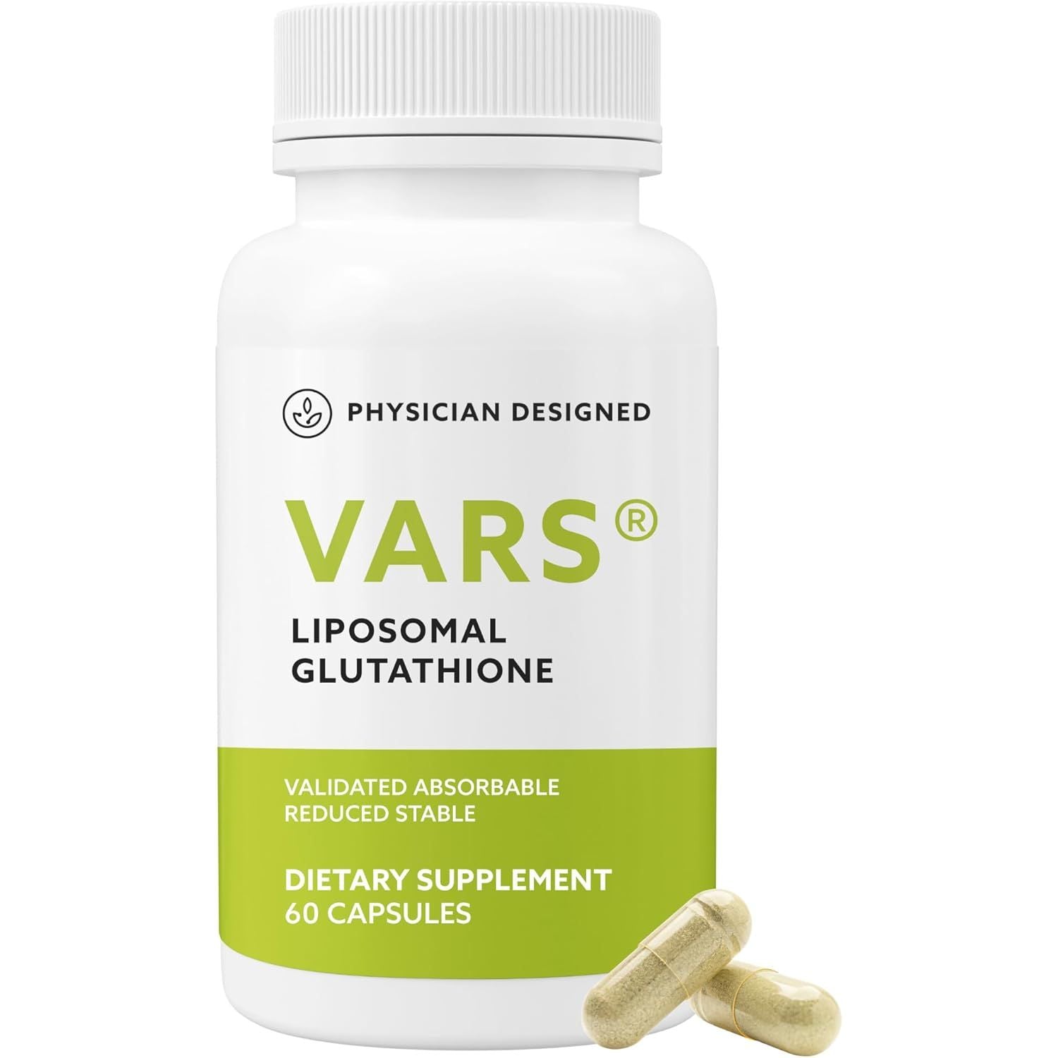 Physician Designed VARS Liposomal Glutathione Capsules - Patented Antioxidant Liquid Dietary Supplement, Anti-Aging, Detoxification, Fortify Immune System, Energy Management Skin Brightening, 60 Count